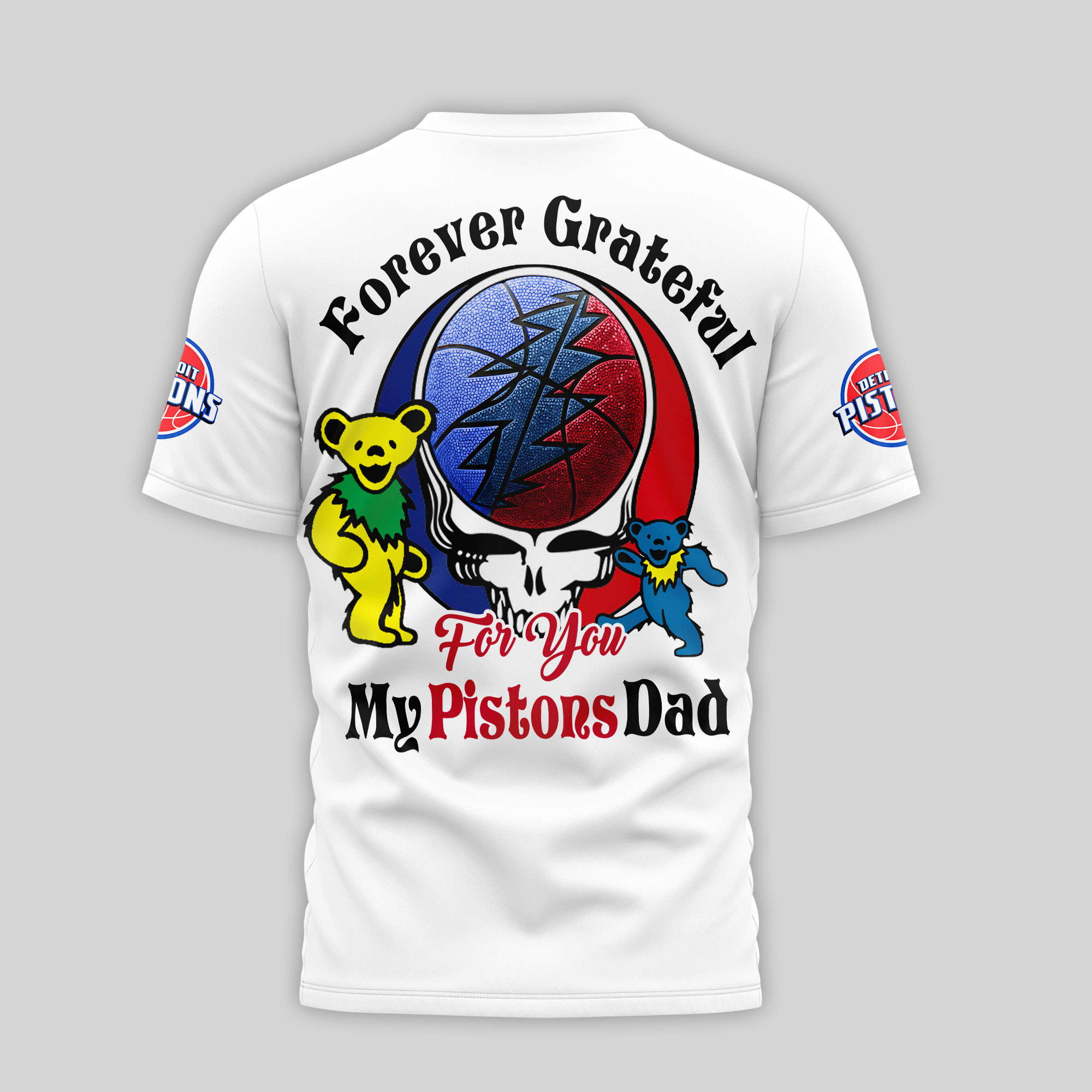 Detroit Pistons | Premium NBA Grateful Dead Father Day 3D Shirt TTH210543 - Image 3
