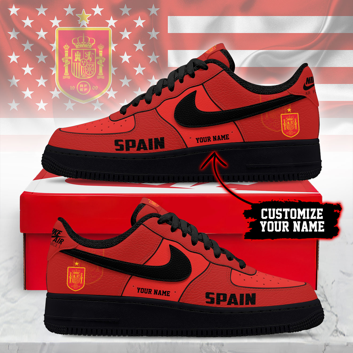 Spain – Premium World Cup 2026 Soccer Fan AF1 Shoes – Limited Edition TTH190511