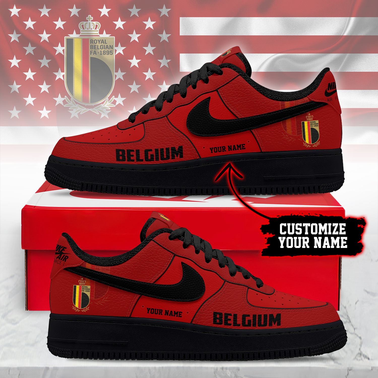 Belgium – Premium World Cup 2026 Soccer Fan AF1 Shoes – Limited Edition TTH190511