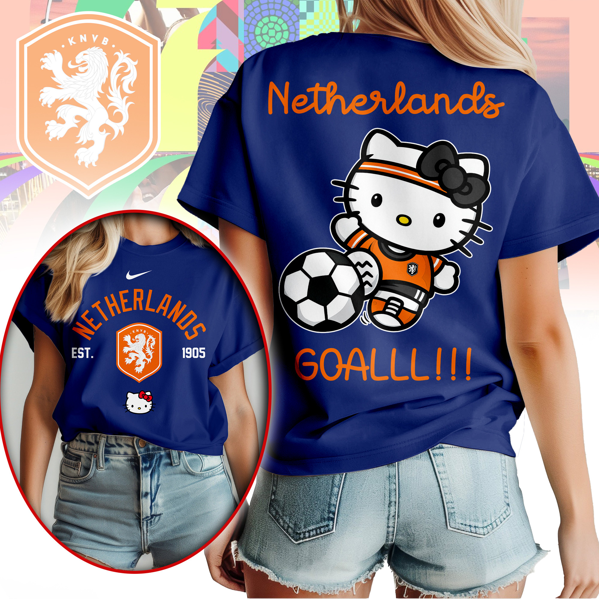Netherlands | Premium World Cup 2026 Hello Kitty Soccer Fan Women Shirt TTH210563 - Image 3