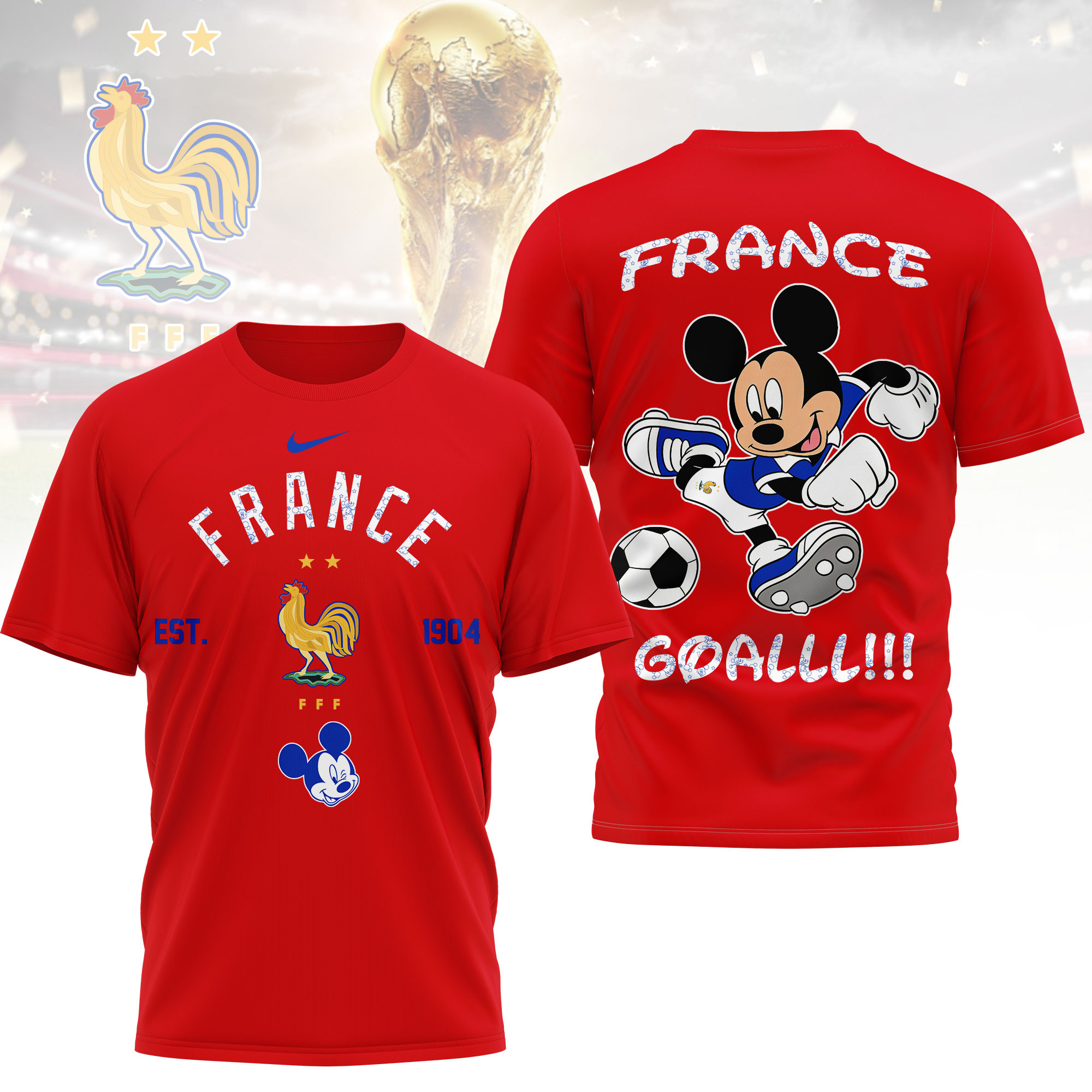 France | Premium World Cup 2026 Mickey Mouse Soccer Fan Women Shirt TTH210552 - Image 3