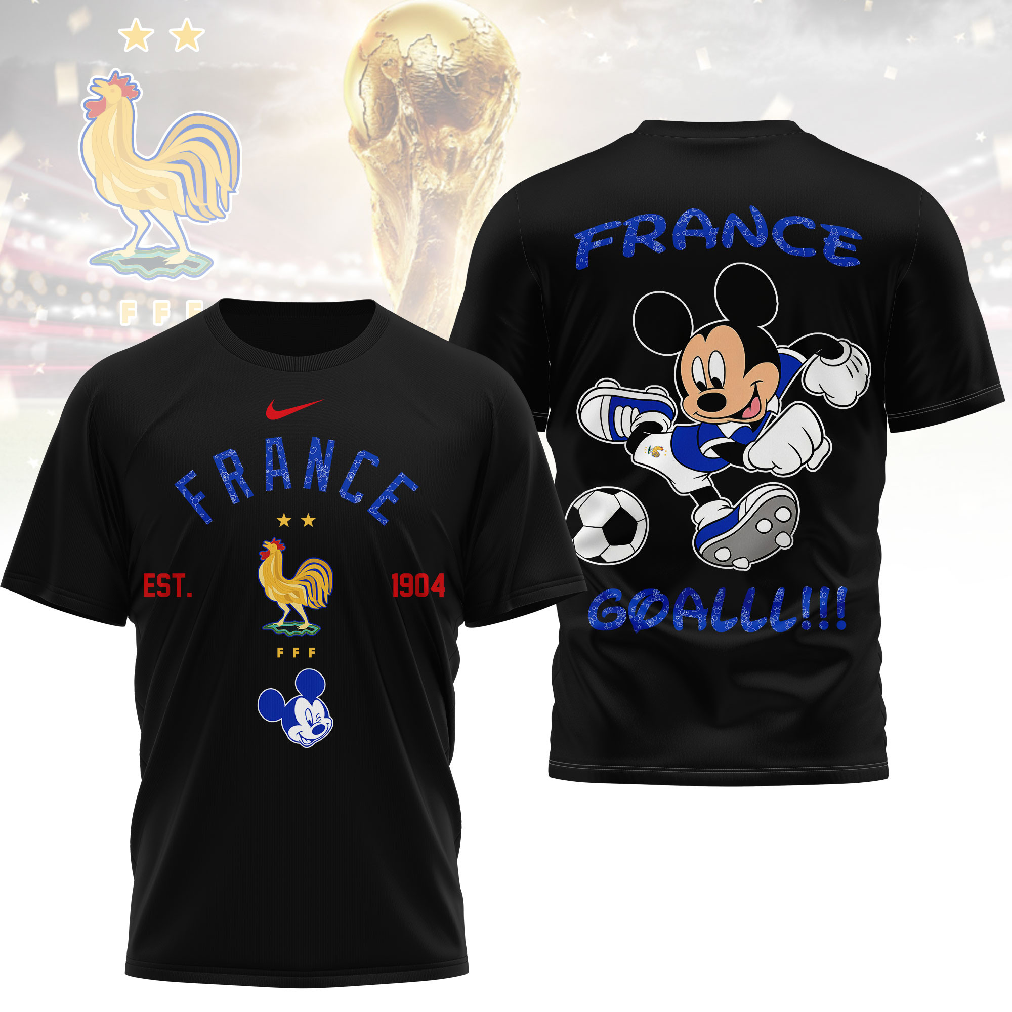 France | Premium World Cup 2026 Mickey Mouse Soccer Fan Women Shirt TTH210552