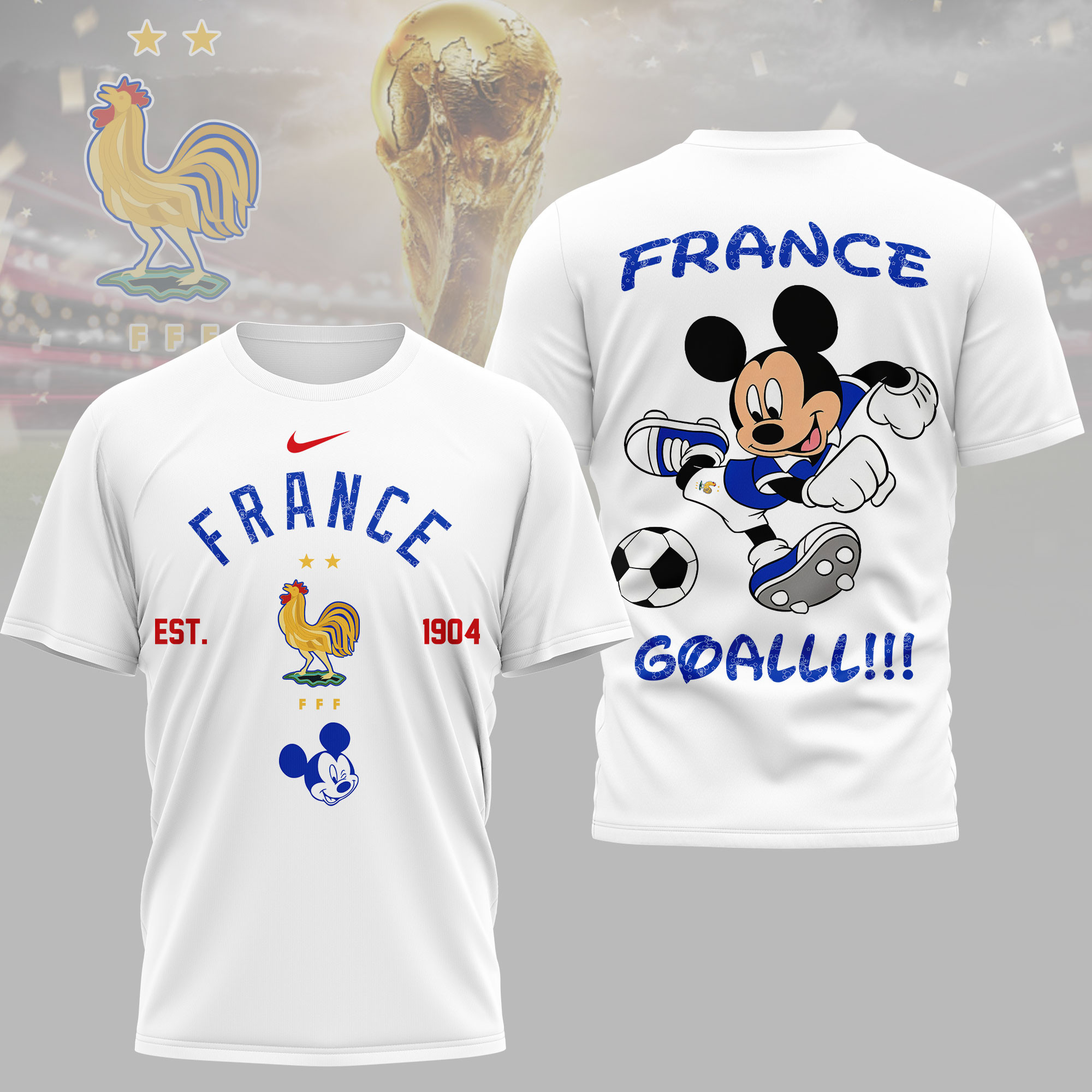France | Premium World Cup 2026 Mickey Mouse Soccer Fan Women Shirt TTH210552 - Image 2