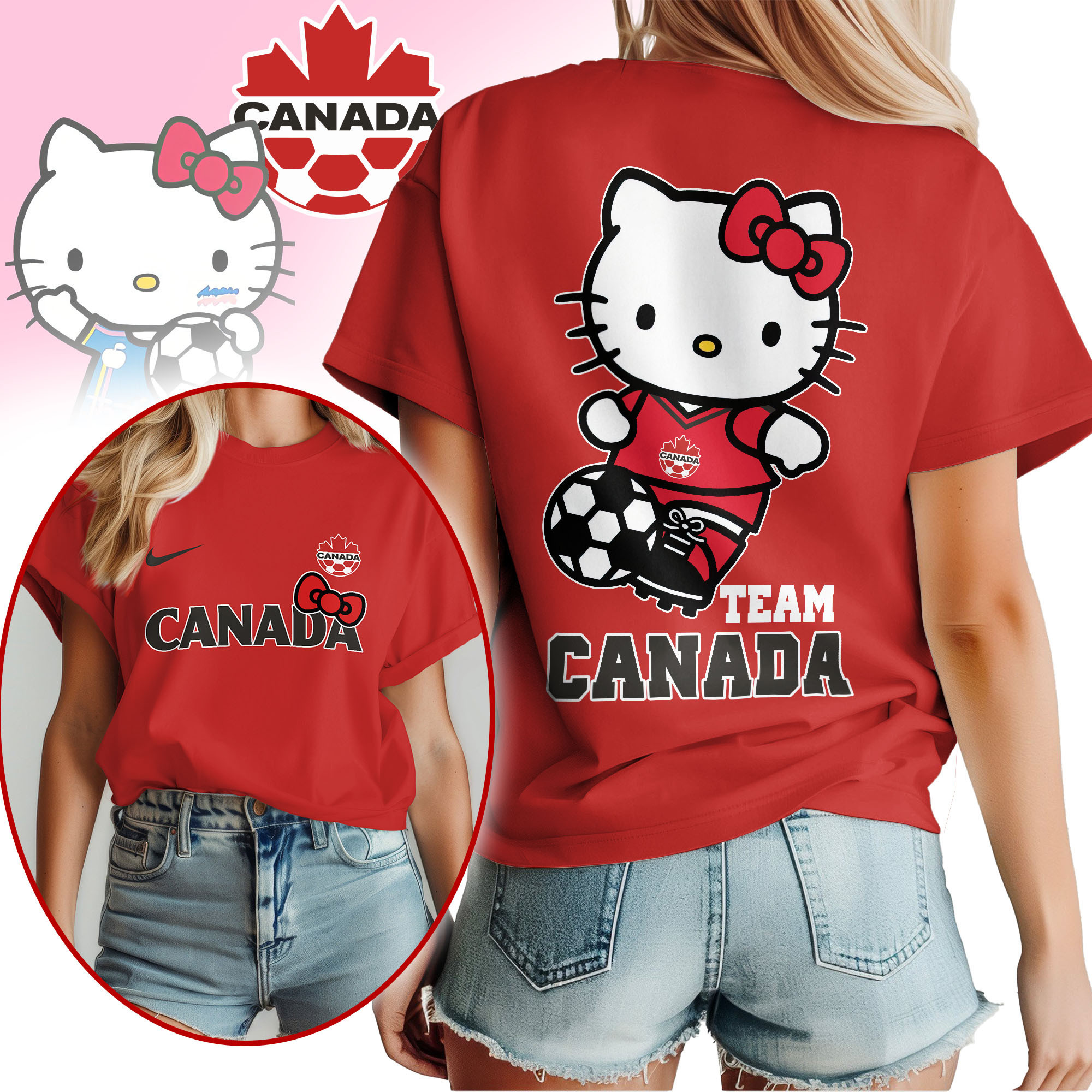 Canada | Premium World Cup 2026 Hello Kitty National Team Fan Women Shirt TTH210546 - Image 3