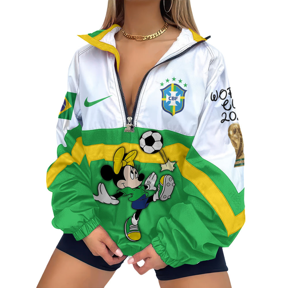 Brazil | Premium Global Football Fever V-Neck Zipper Sweatshirt Jackets TTH210553