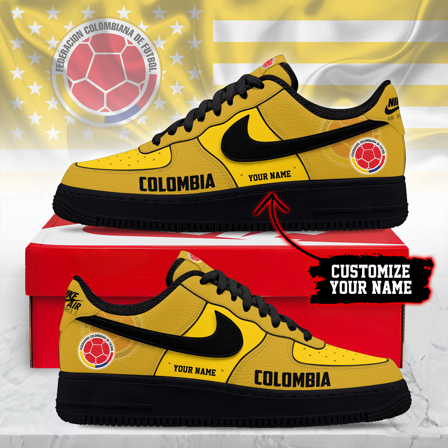 Colombia – Premium World Cup 2026 Soccer Fan AF1 Shoes – Limited Edition TTH190511