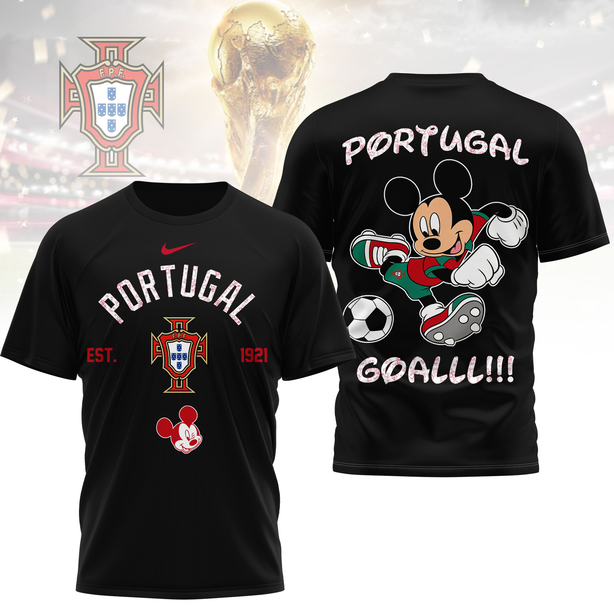 Portugal | Premium World Cup 2026 Mickey Mouse Soccer Fan Women Shirt TTH210552