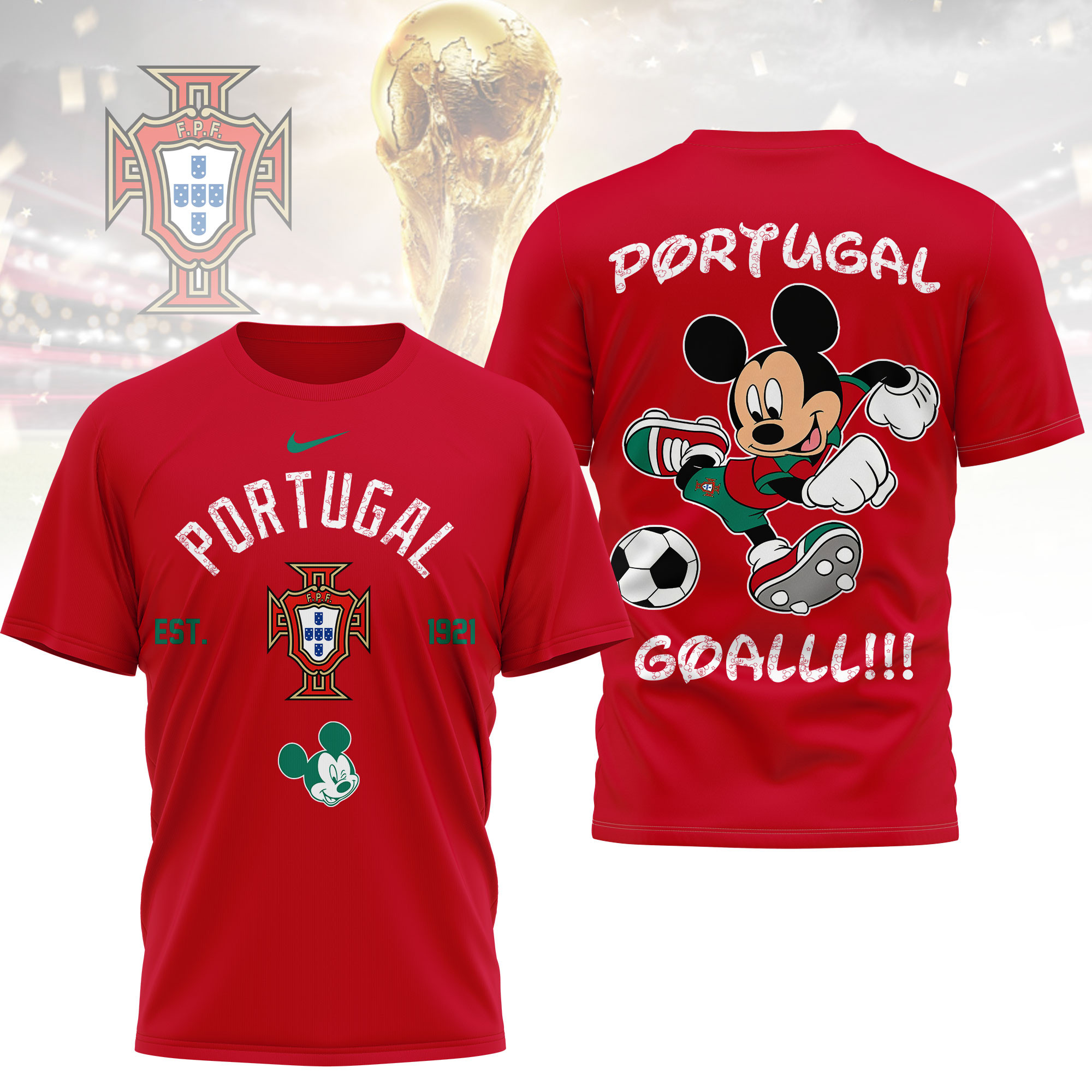 Portugal | Premium World Cup 2026 Mickey Mouse Soccer Fan Women Shirt TTH210552 - Image 3