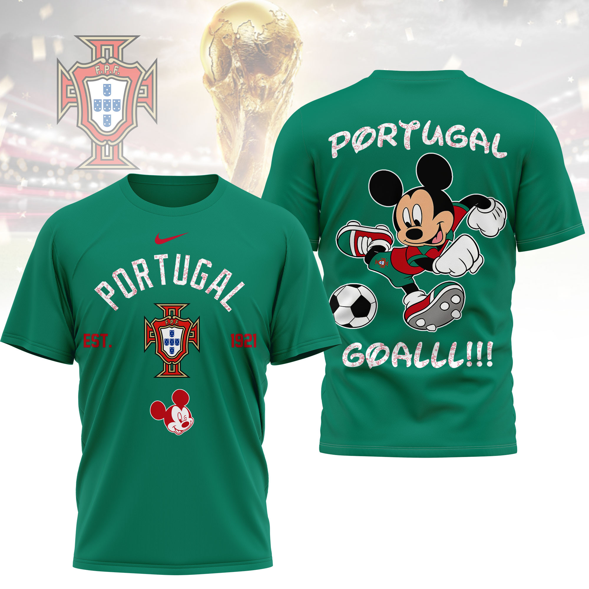 Portugal | Premium World Cup 2026 Mickey Mouse Soccer Fan Women Shirt TTH210552 - Image 4