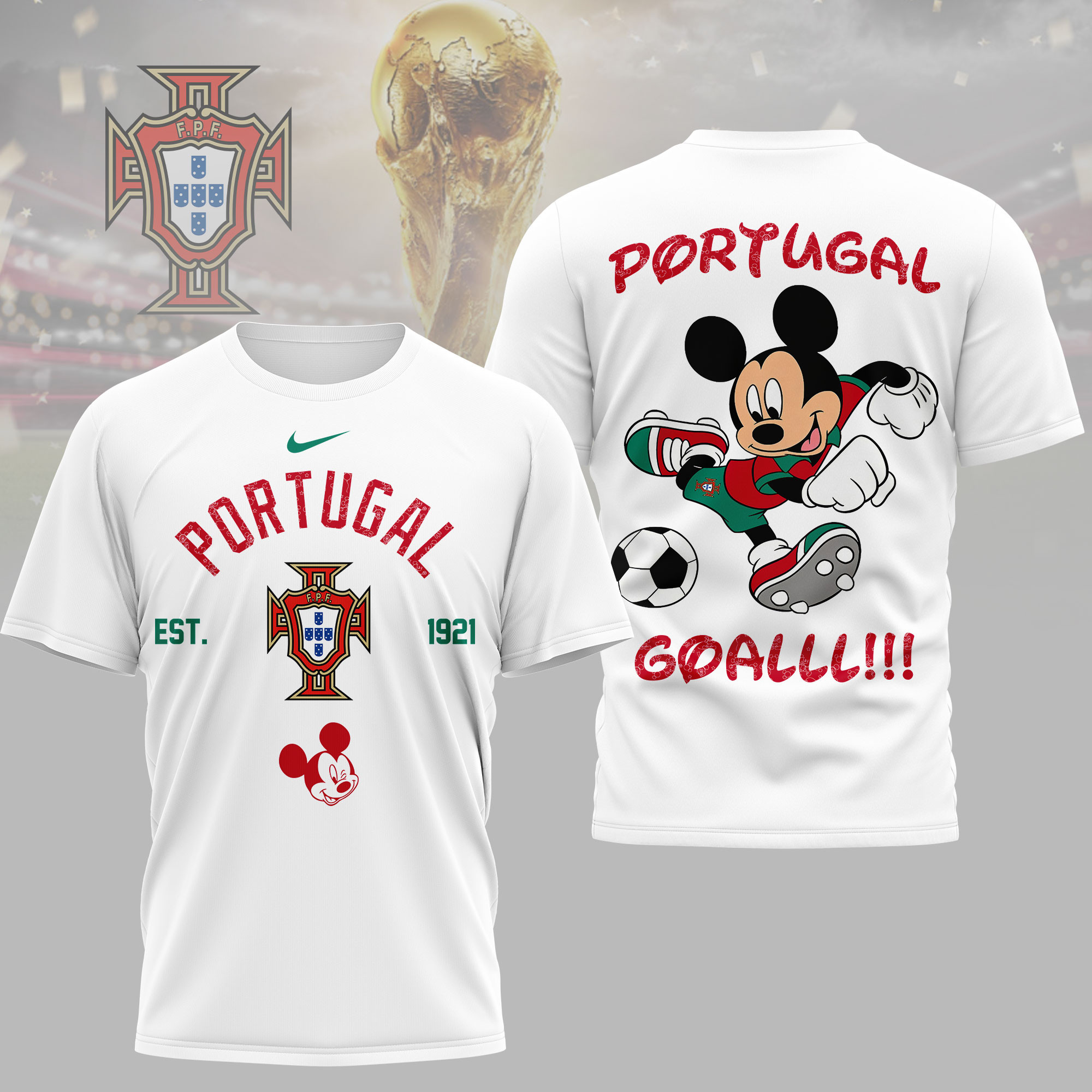 Portugal | Premium World Cup 2026 Mickey Mouse Soccer Fan Women Shirt TTH210552 - Image 2