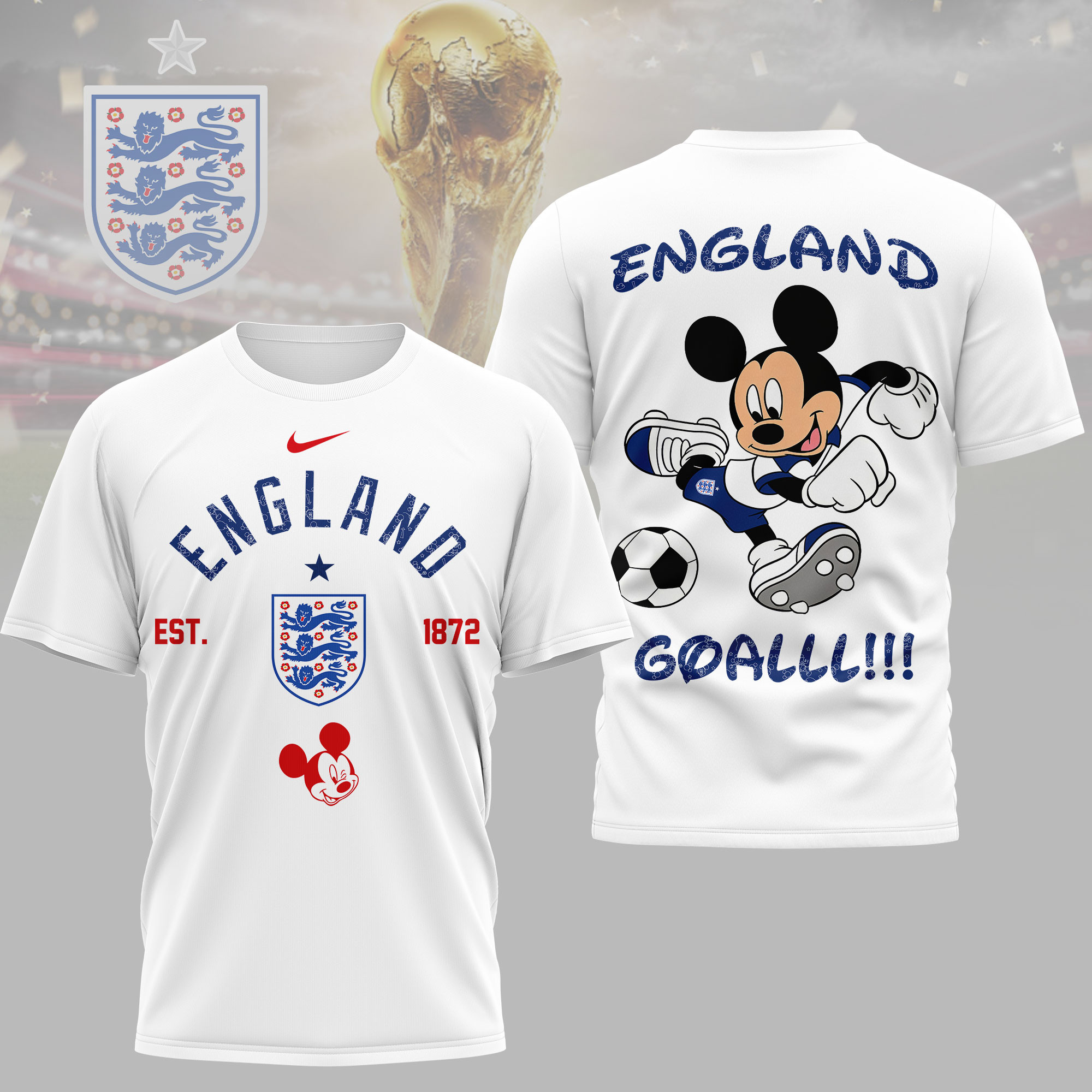 England | Premium World Cup 2026 Mickey Mouse Soccer Fan Women Shirt TTH210552 - Image 2