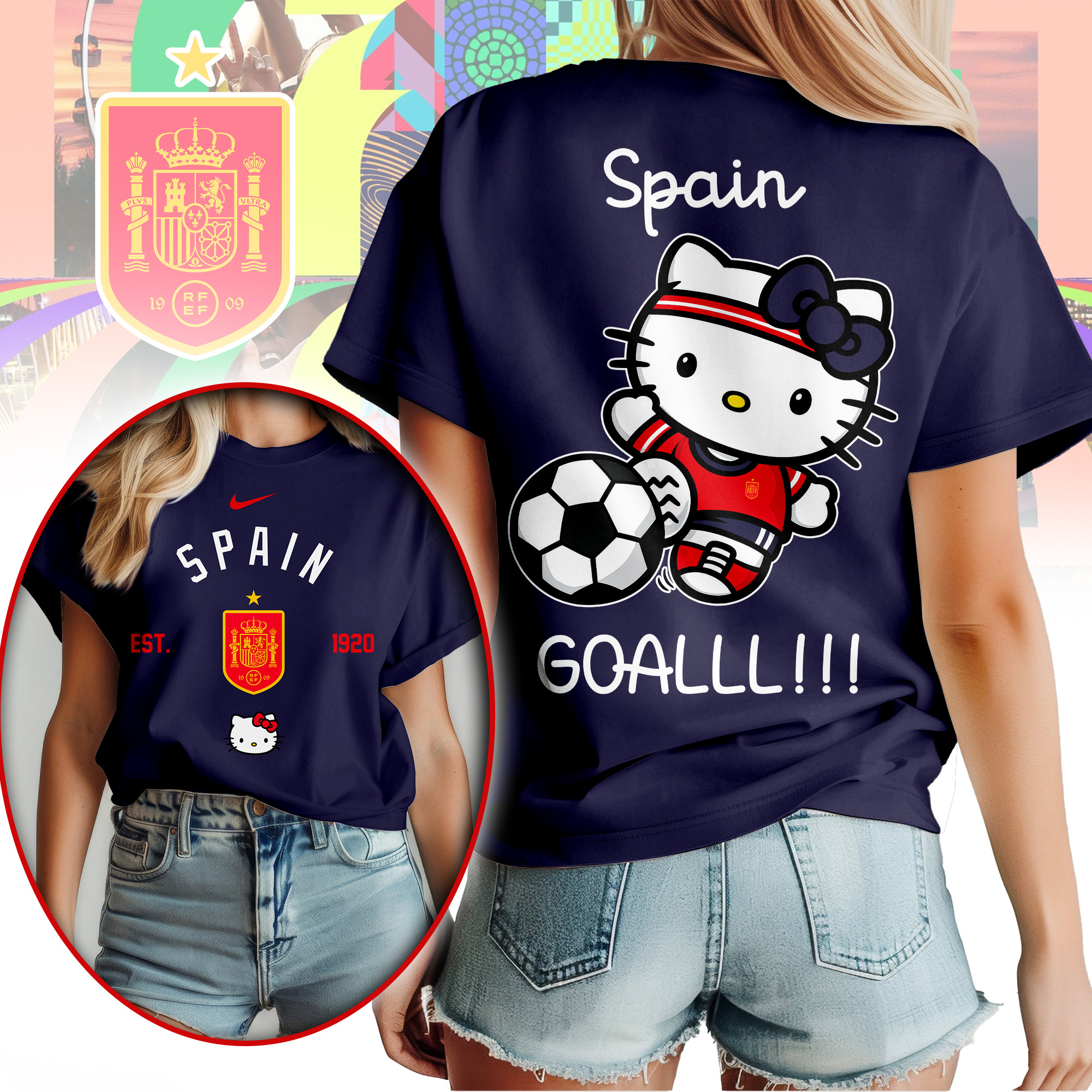 Spain | Premium World Cup 2026 Hello Kitty Soccer Fan Women Shirt TTH210563 - Image 4