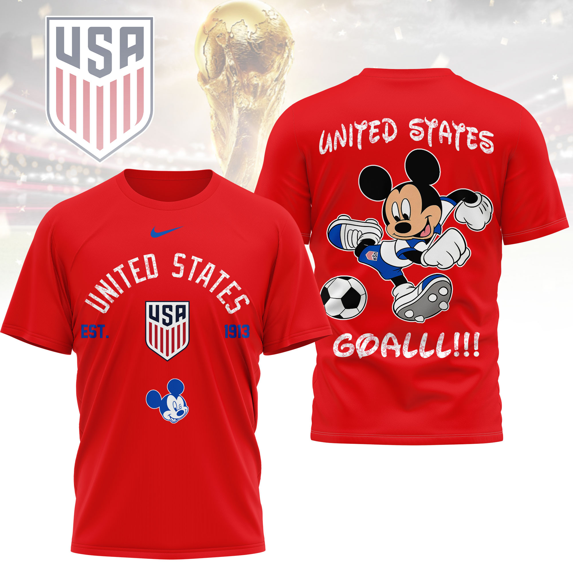 USA | Premium World Cup 2026 Mickey Mouse Soccer Fan Women Shirt TTH210552 - Image 3