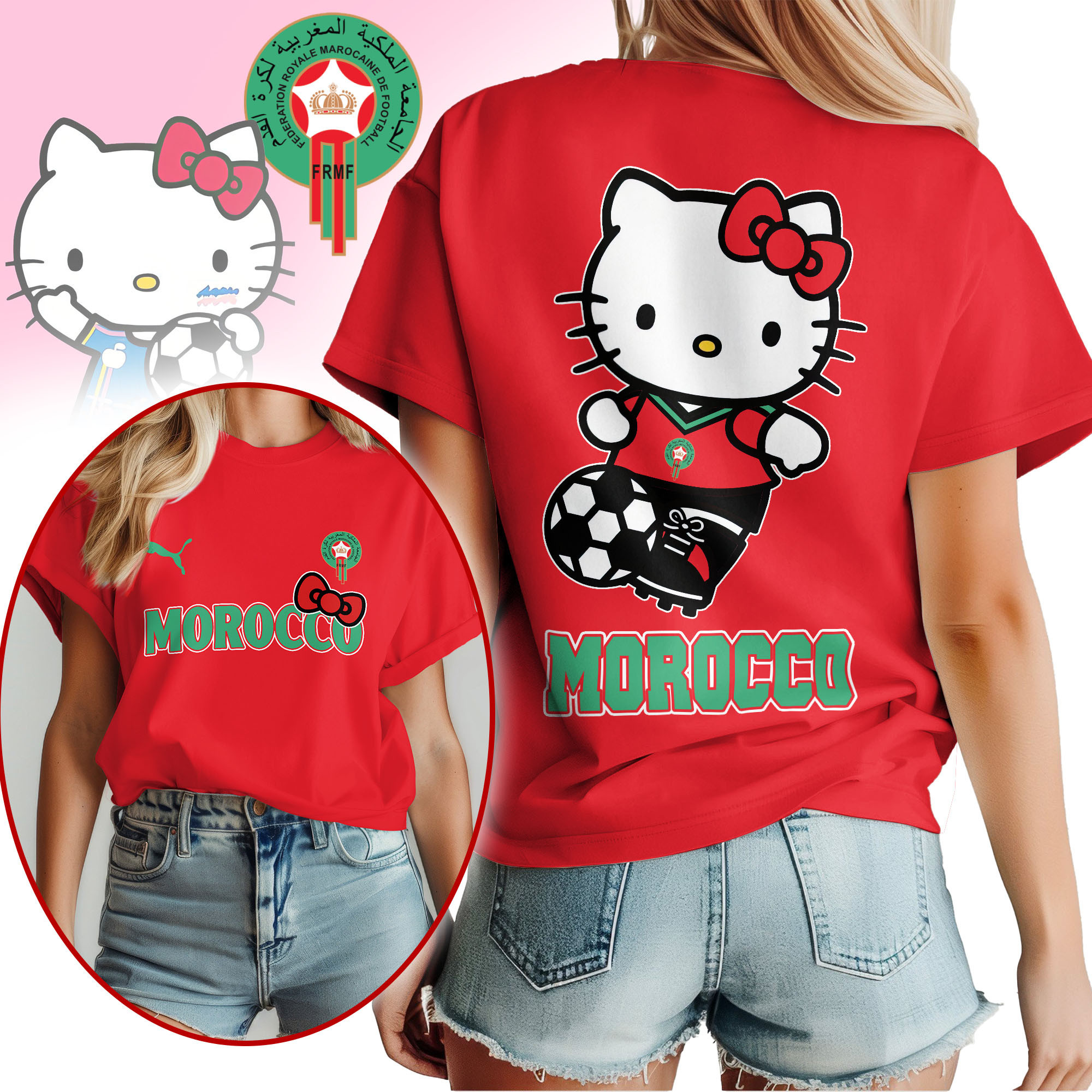 Morocco | Premium World Cup 2026 Hello Kitty National Team Fan Women Shirt TTH210546 - Image 3
