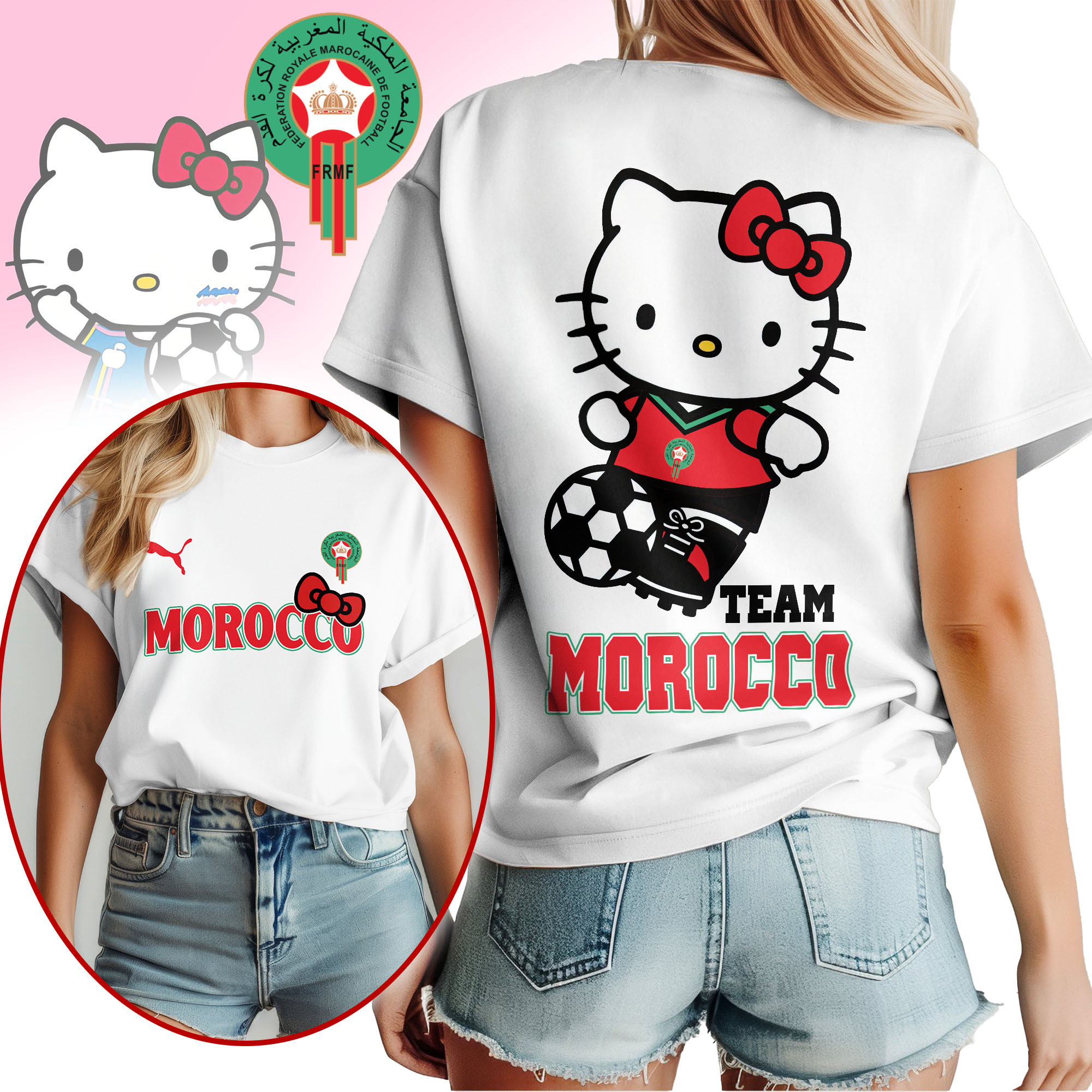 Morocco | Premium World Cup 2026 Hello Kitty National Team Fan Women Shirt TTH210546 - Image 2