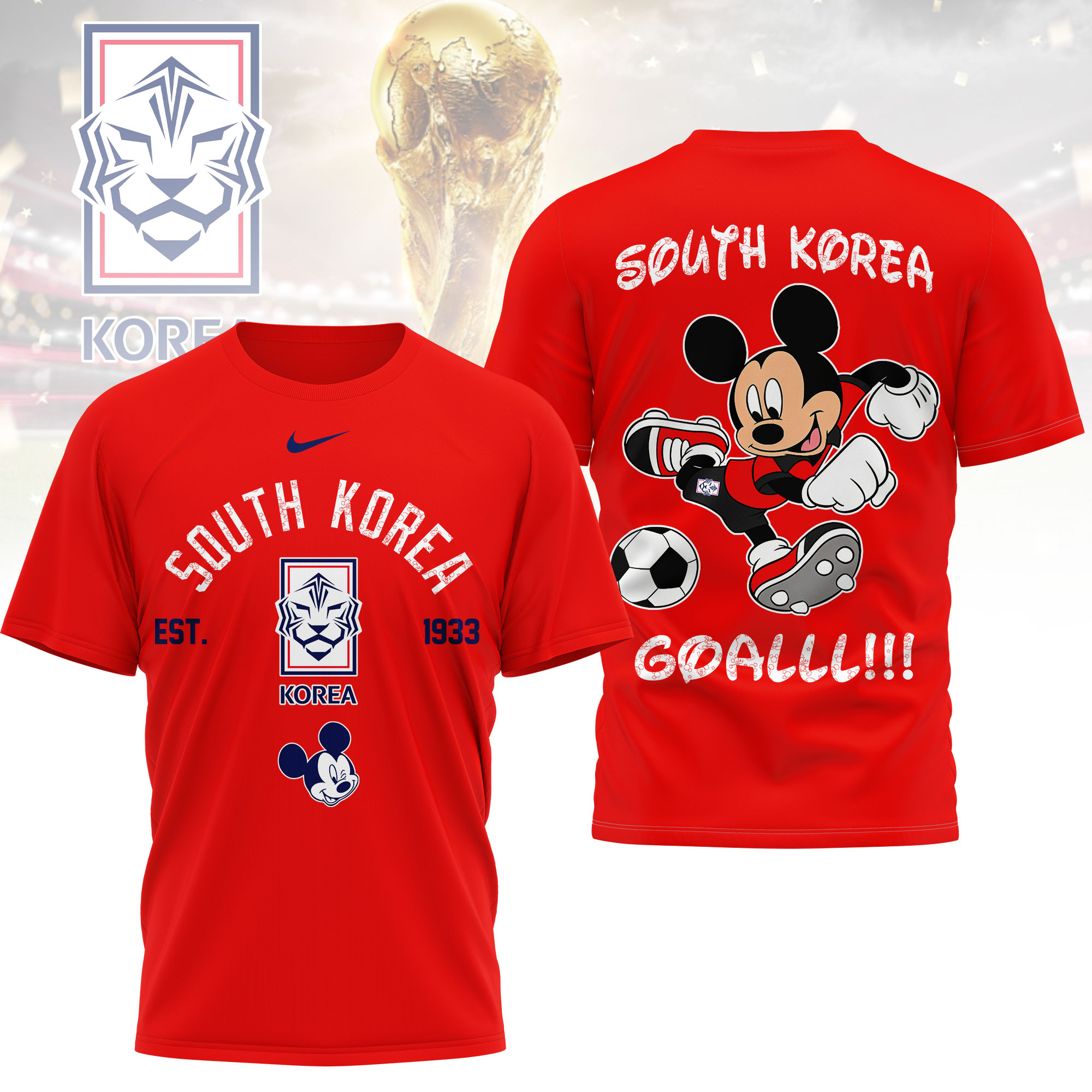 South Korea | Premium World Cup 2026 Mickey Mouse Soccer Fan Women Shirt TTH210552 - Image 3