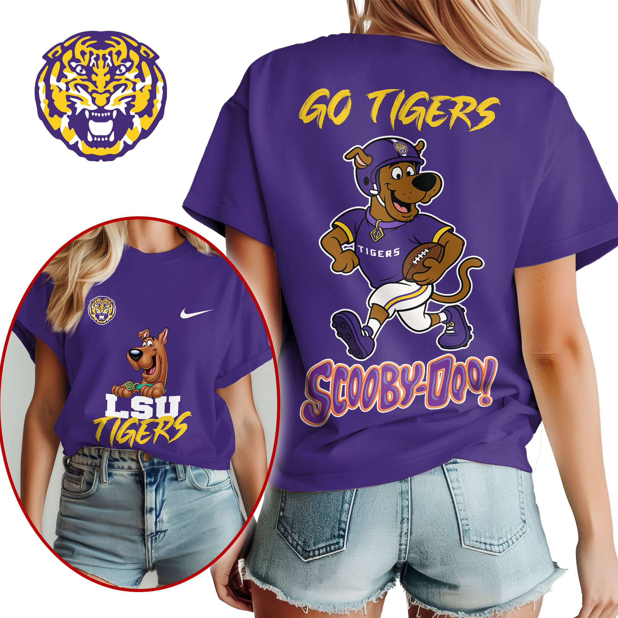 LSU Tigers | Premium NCAA Scooby-Doo Fan Women’s Shirt TTH210595 - Image 2