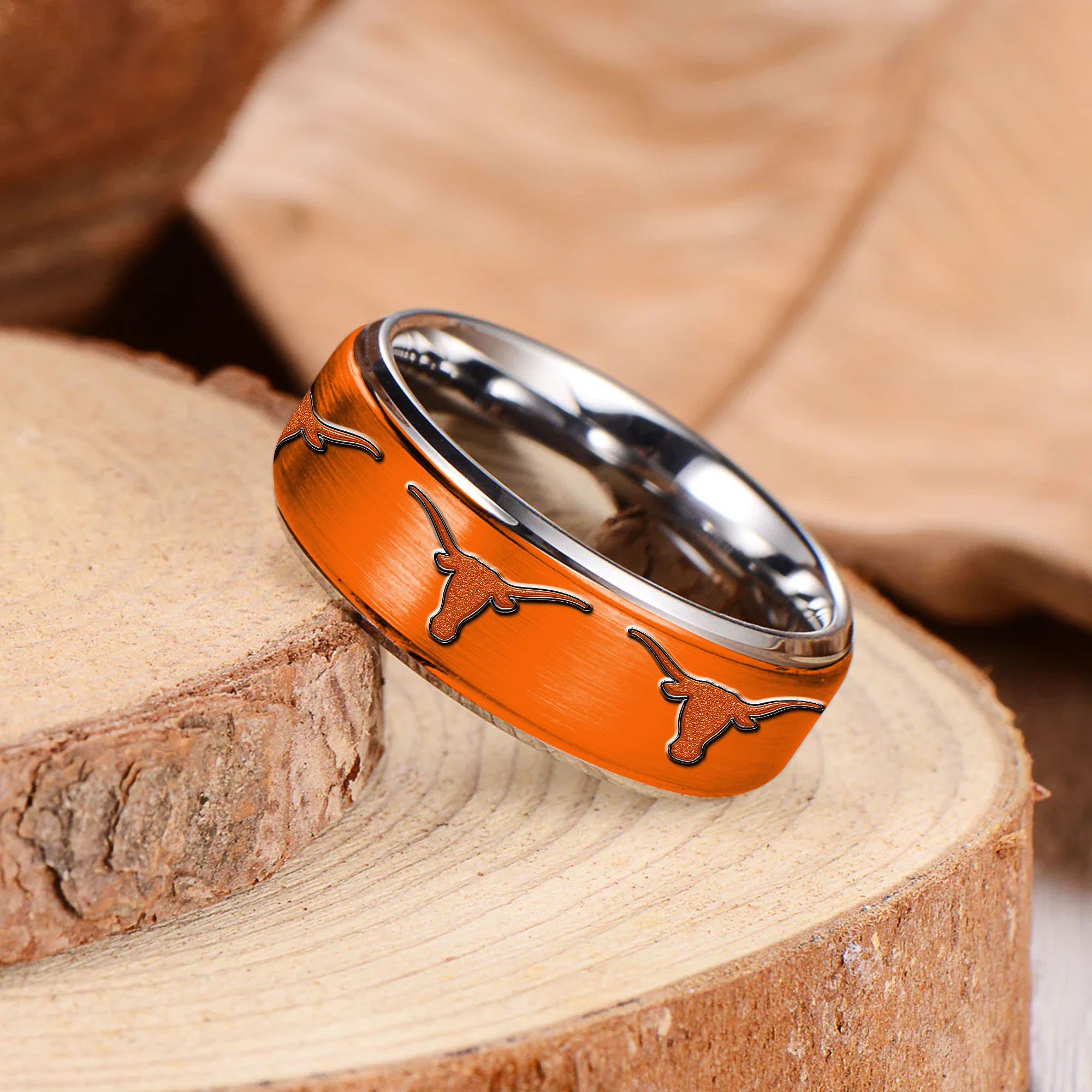 Texas Longhorns | Premium Silver Tungsten Ring TTH210589 - Image 2