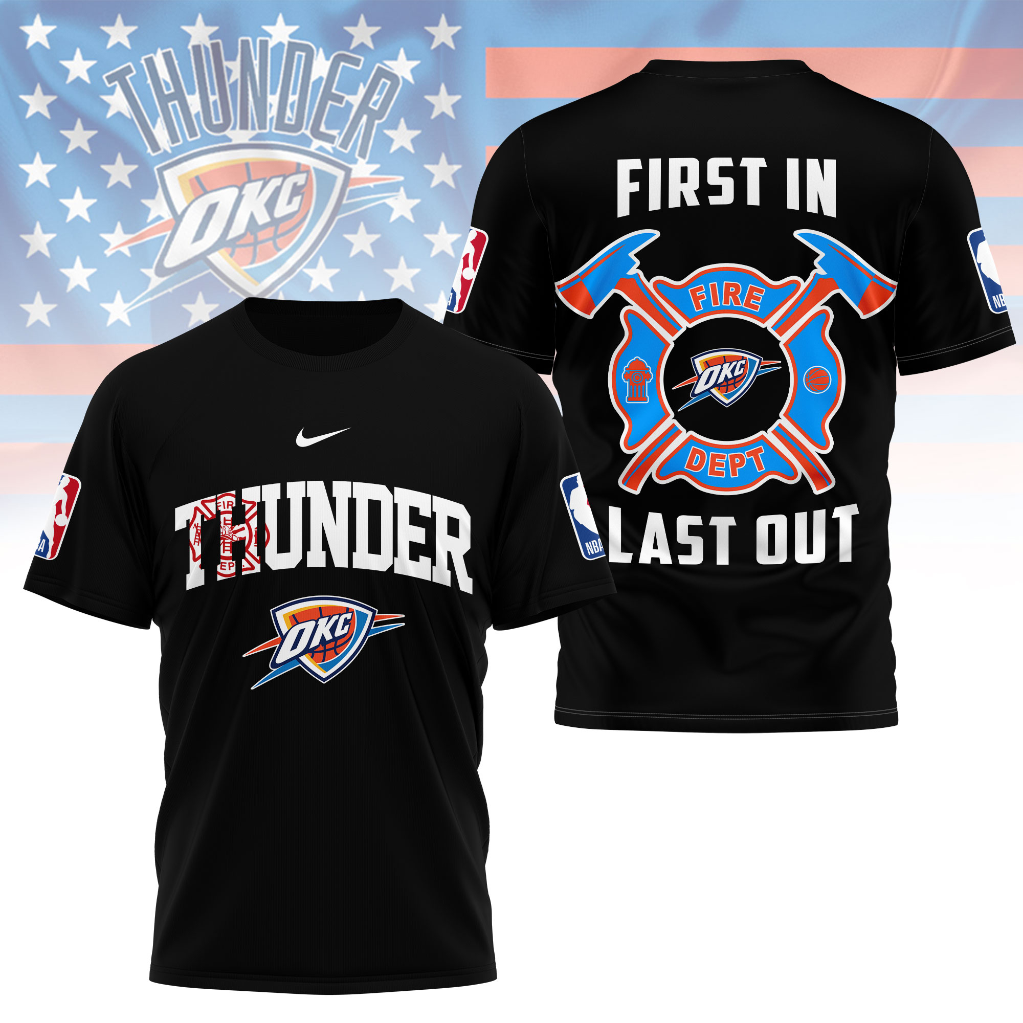 Oklahoma City Thunder | Premium NBA Fire Dept 3D Shirt TTH2105112
