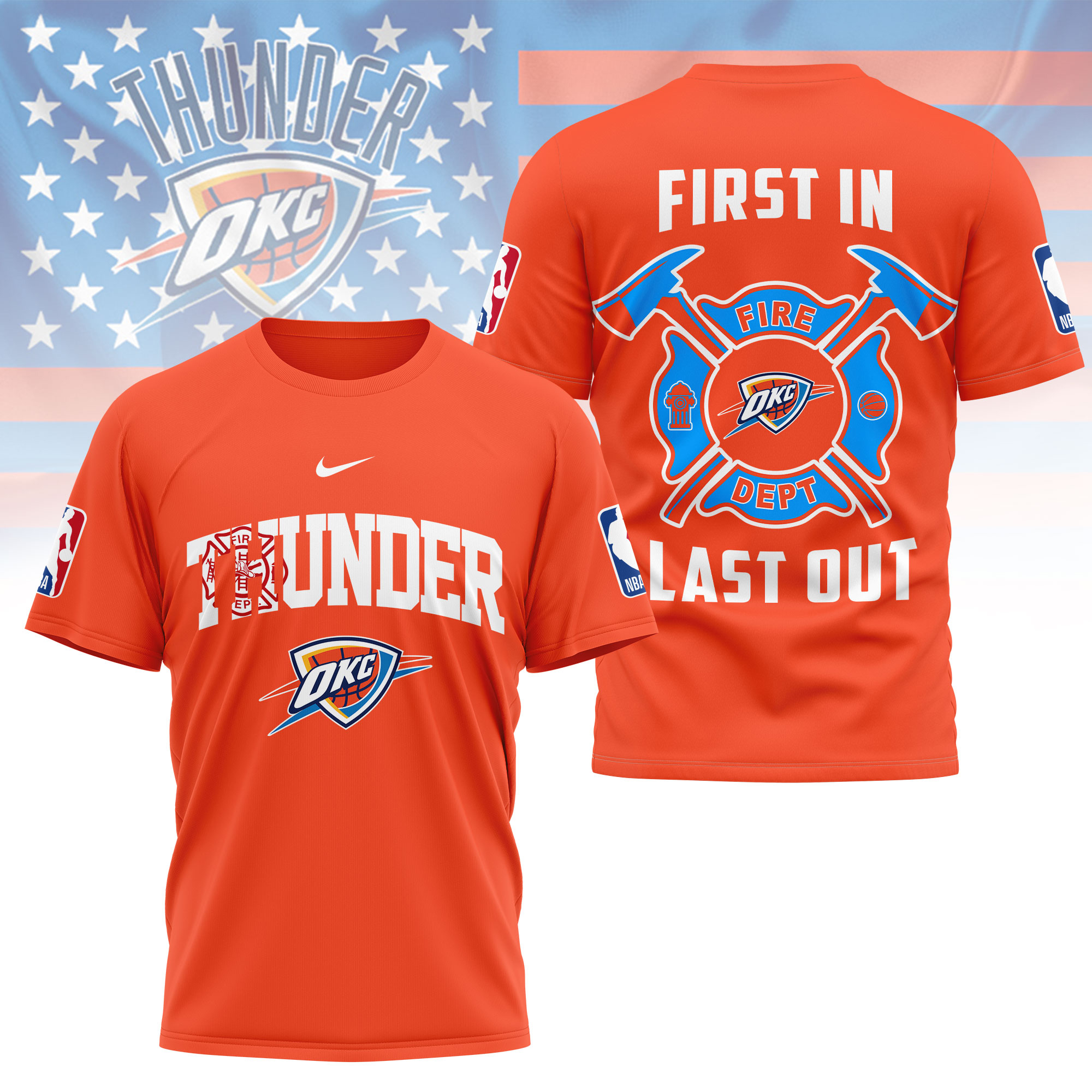 Oklahoma City Thunder | Premium NBA Fire Dept 3D Shirt TTH2105112 - Image 2