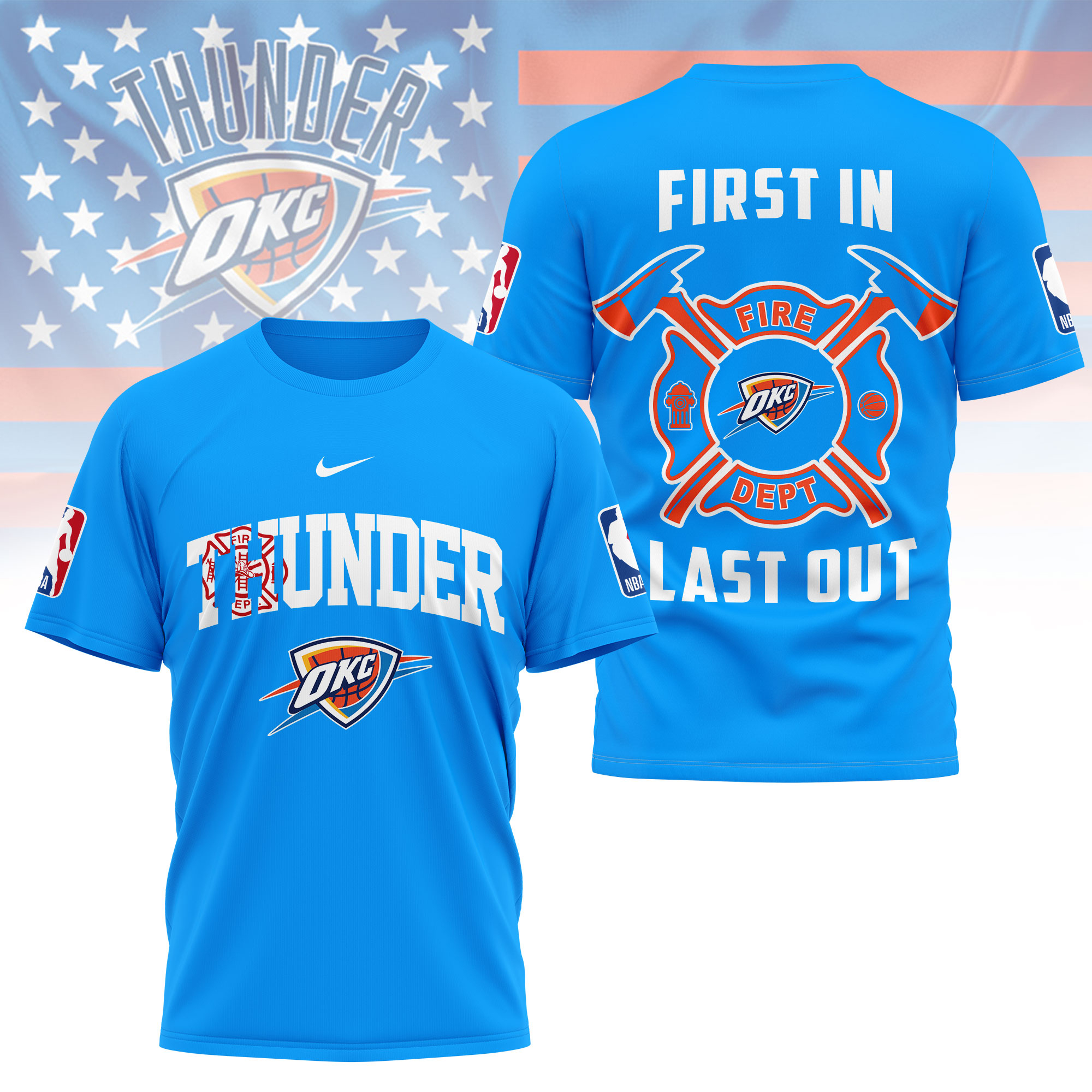 Oklahoma City Thunder | Premium NBA Fire Dept 3D Shirt TTH2105112 - Image 3