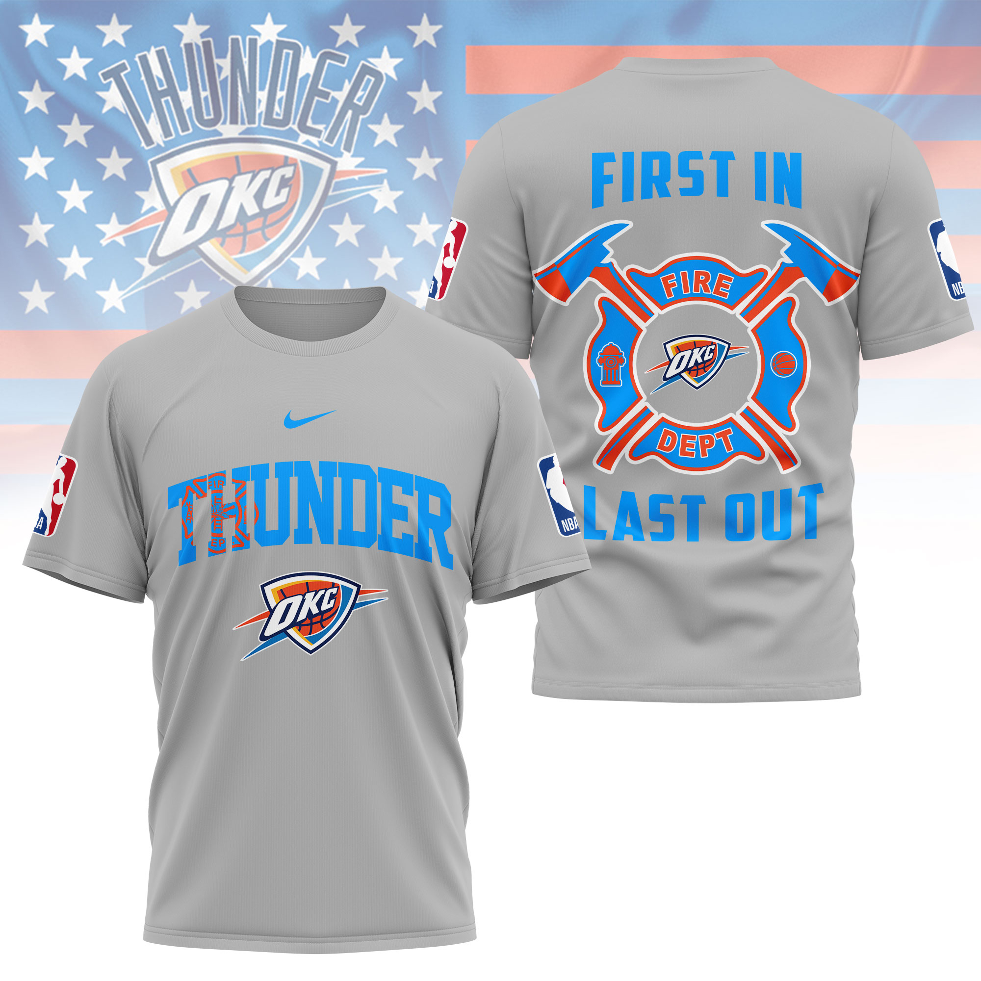 Oklahoma City Thunder | Premium NBA Fire Dept 3D Shirt TTH2105112 - Image 4