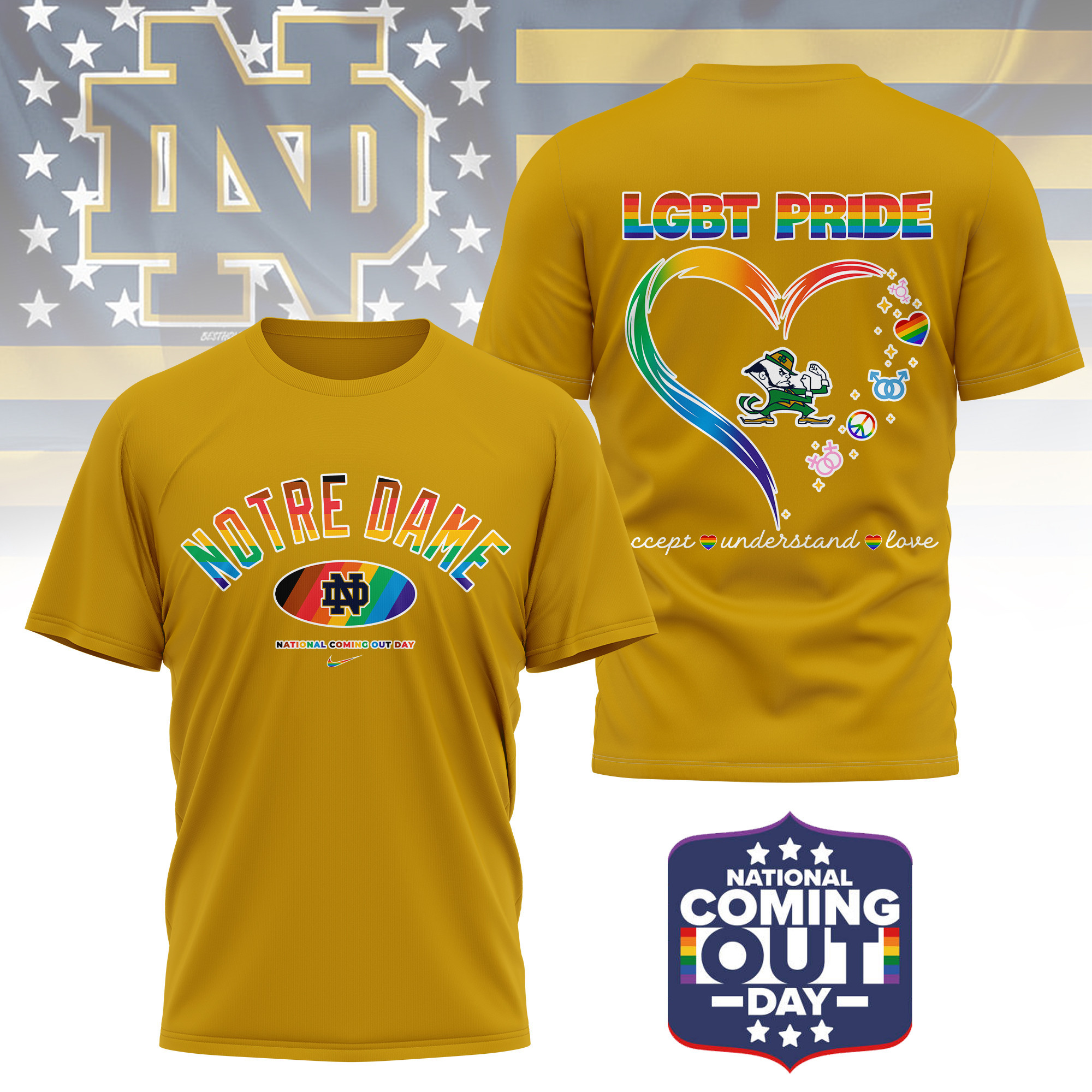 Notre Dame Fighting Irish | Premium NCAA National Coming Out Day 3D Shirt TTH210592 - Image 4