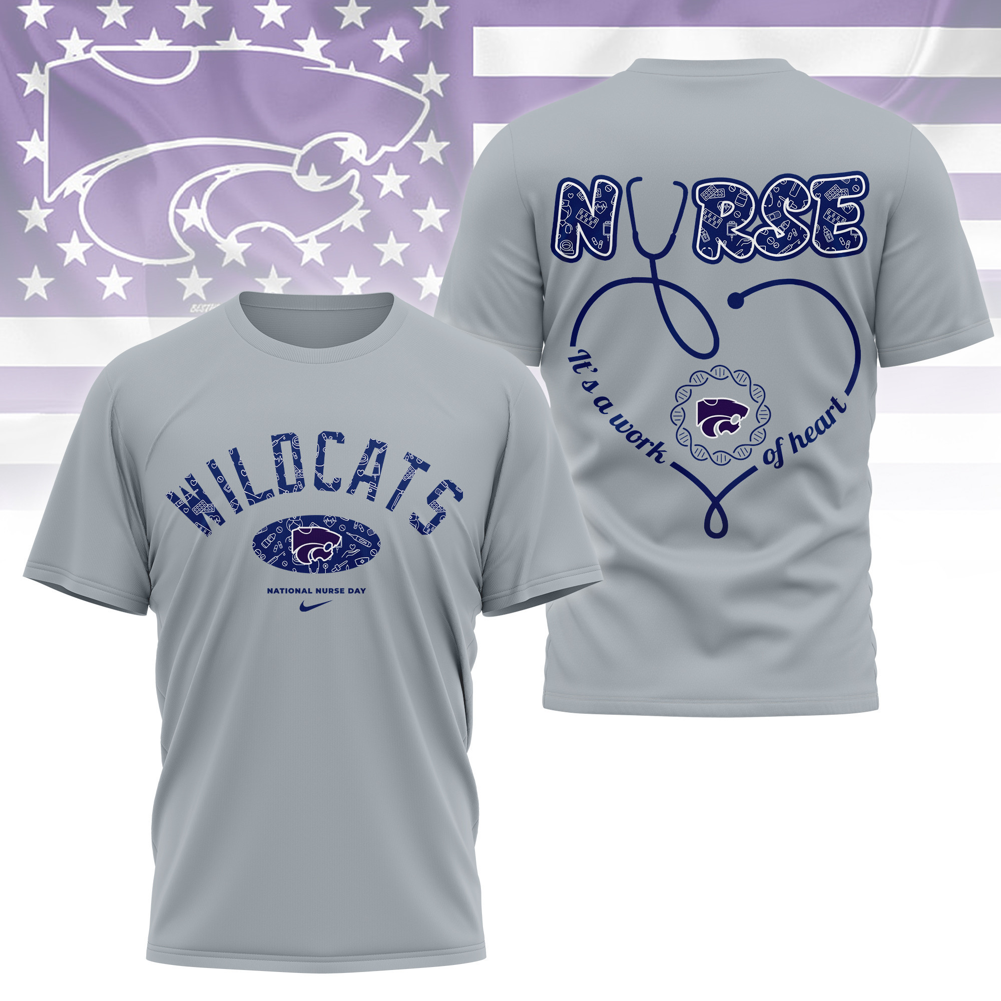 Kansas State Wildcats | Premium Nurse Appreciation Day 3D Shirt TTH2105135 - Image 2