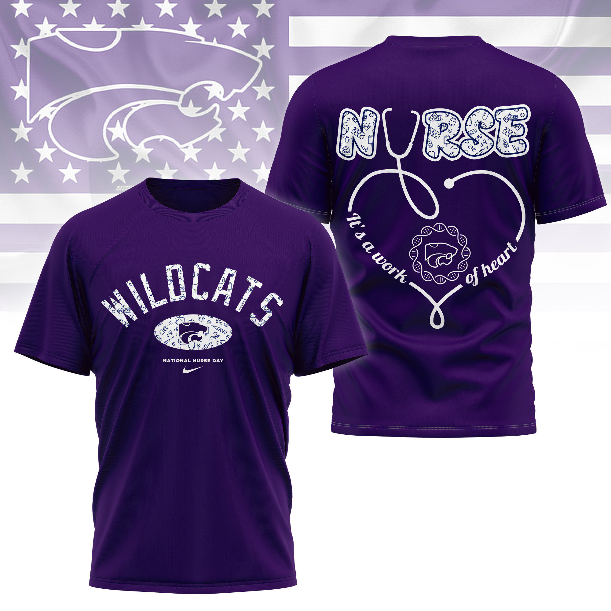 Kansas State Wildcats | Premium Nurse Appreciation Day 3D Shirt TTH2105135 - Image 3