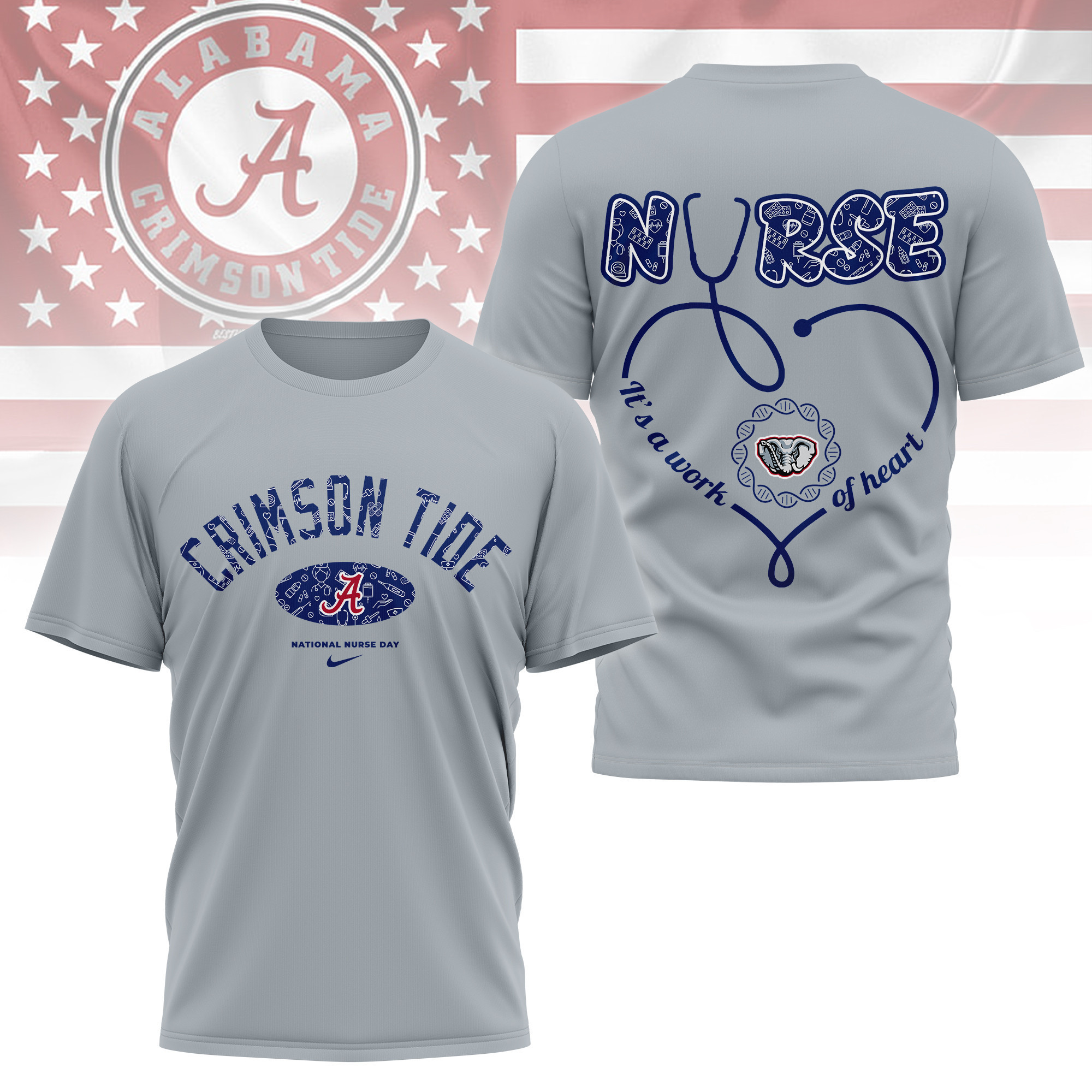 Alabama Crimson Tide | Premium Nurse Appreciation Day 3D Shirt TTH2105135 - Image 2