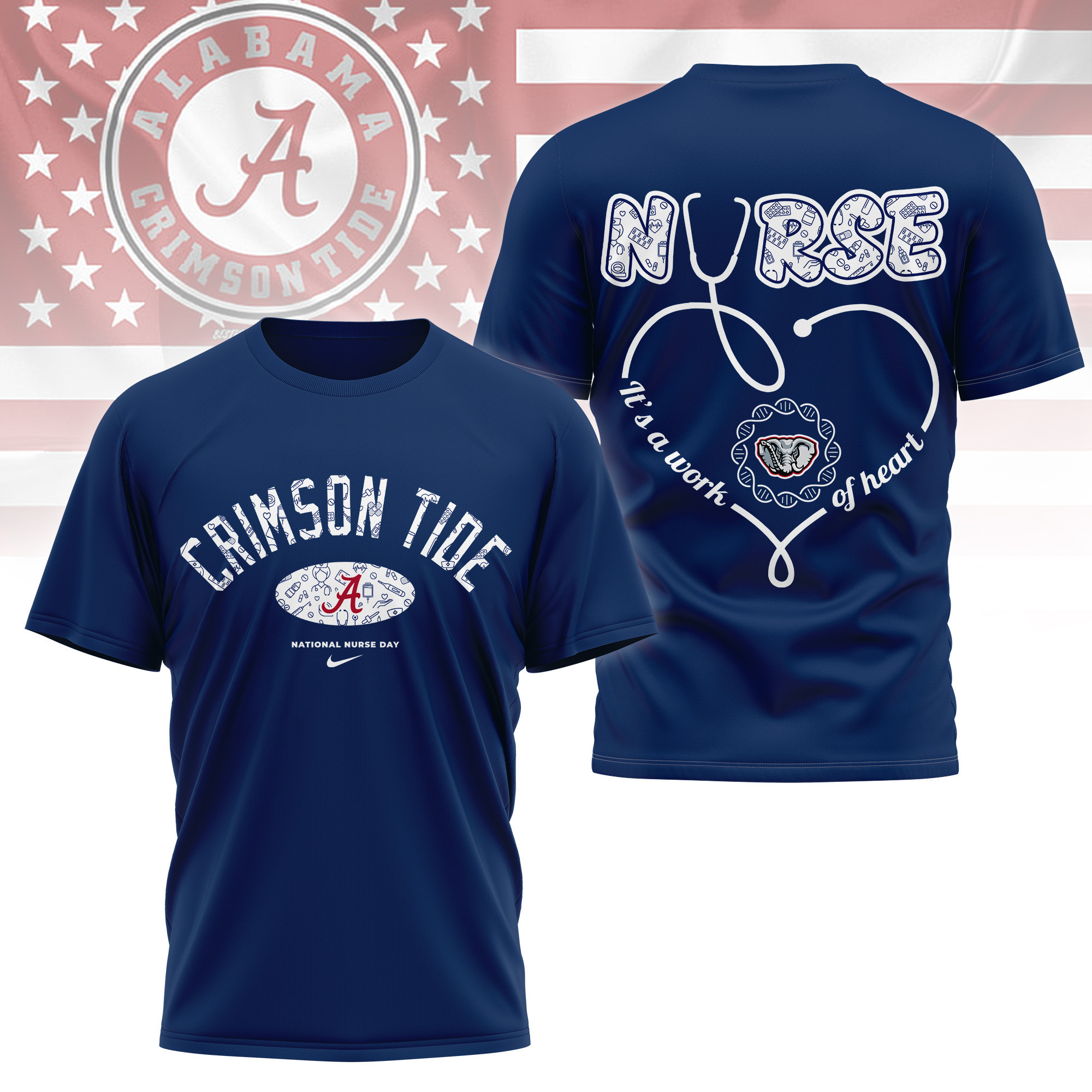 Alabama Crimson Tide | Premium Nurse Appreciation Day 3D Shirt TTH2105135 - Image 4