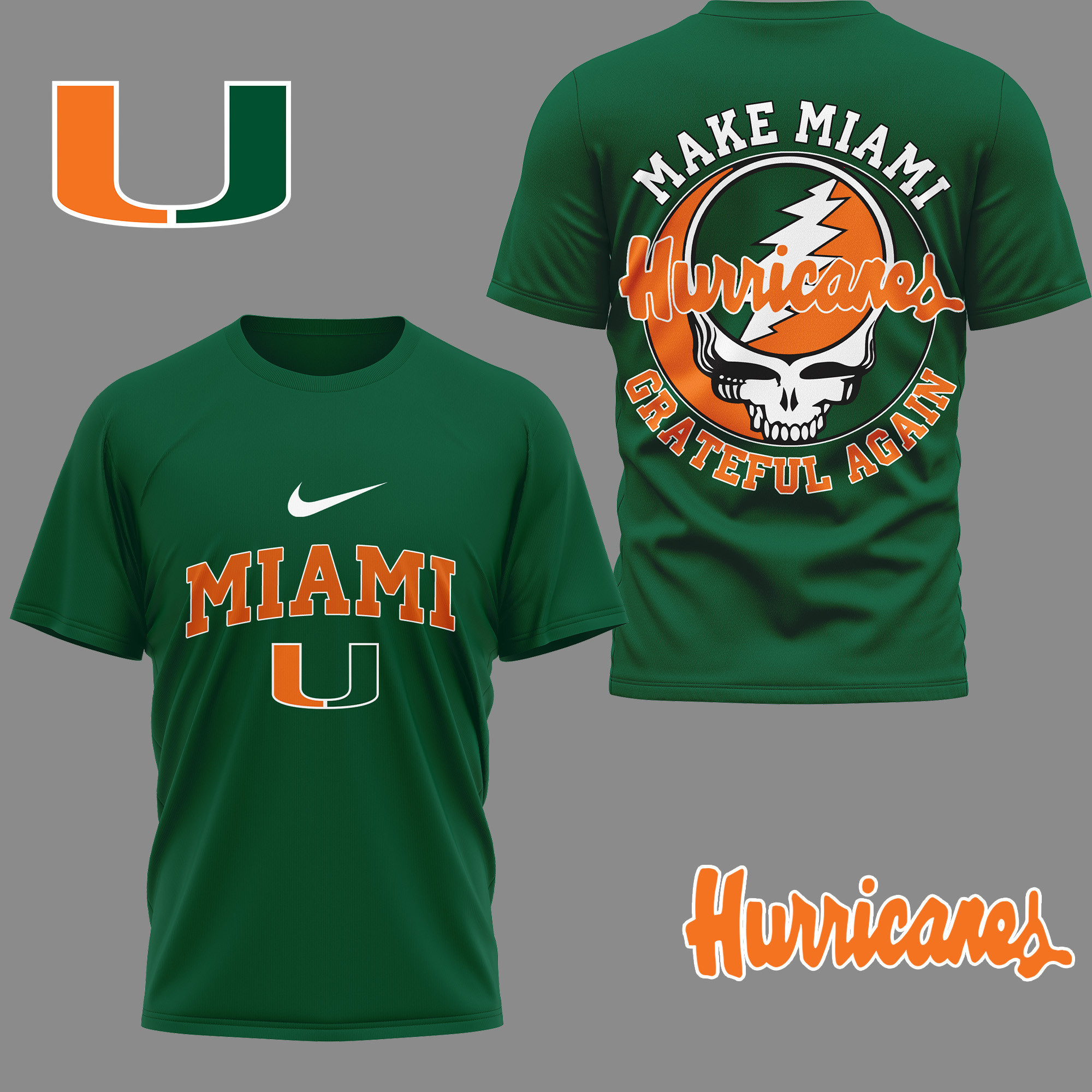 Miami Hurricanes | Premium Grateful Game Day 3D Shirt TTH210591 - Image 3