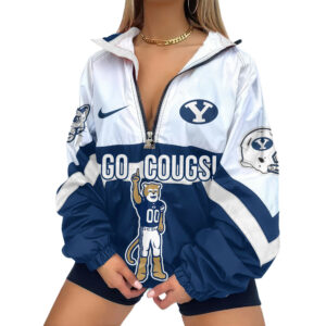 BYU Cougars | Premium Women’s Printed V-Neck Zipper Sweatshirt Jackets TTH2105117