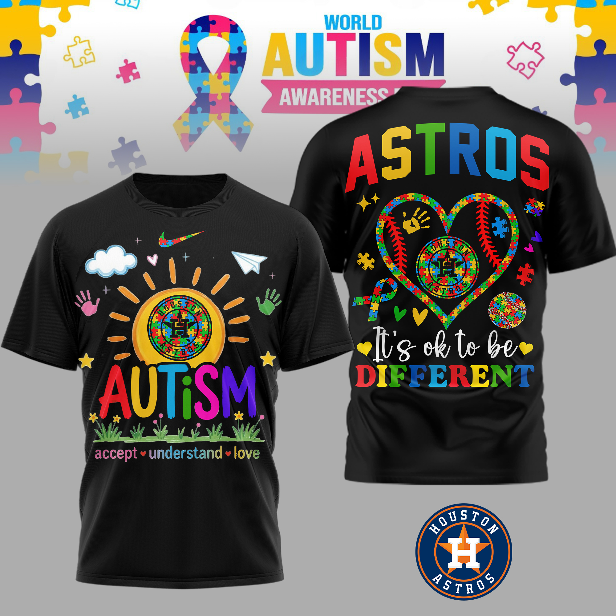 Houston Astros | Premium MLB Autism Acceptance 3D Shirt TTH2105151