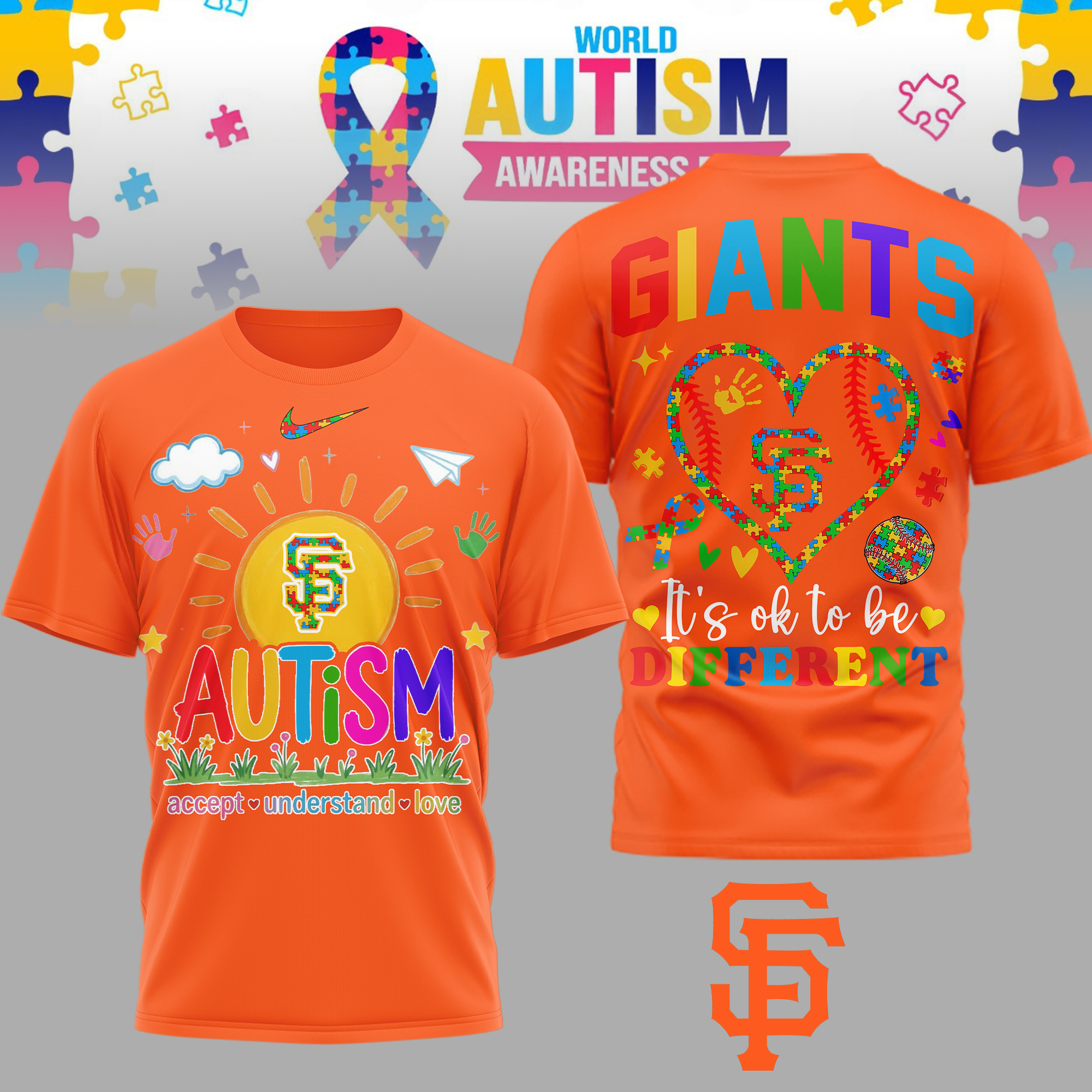 San Francisco Giants | Premium MLB Autism Acceptance 3D Shirt TTH2105151 - Image 2