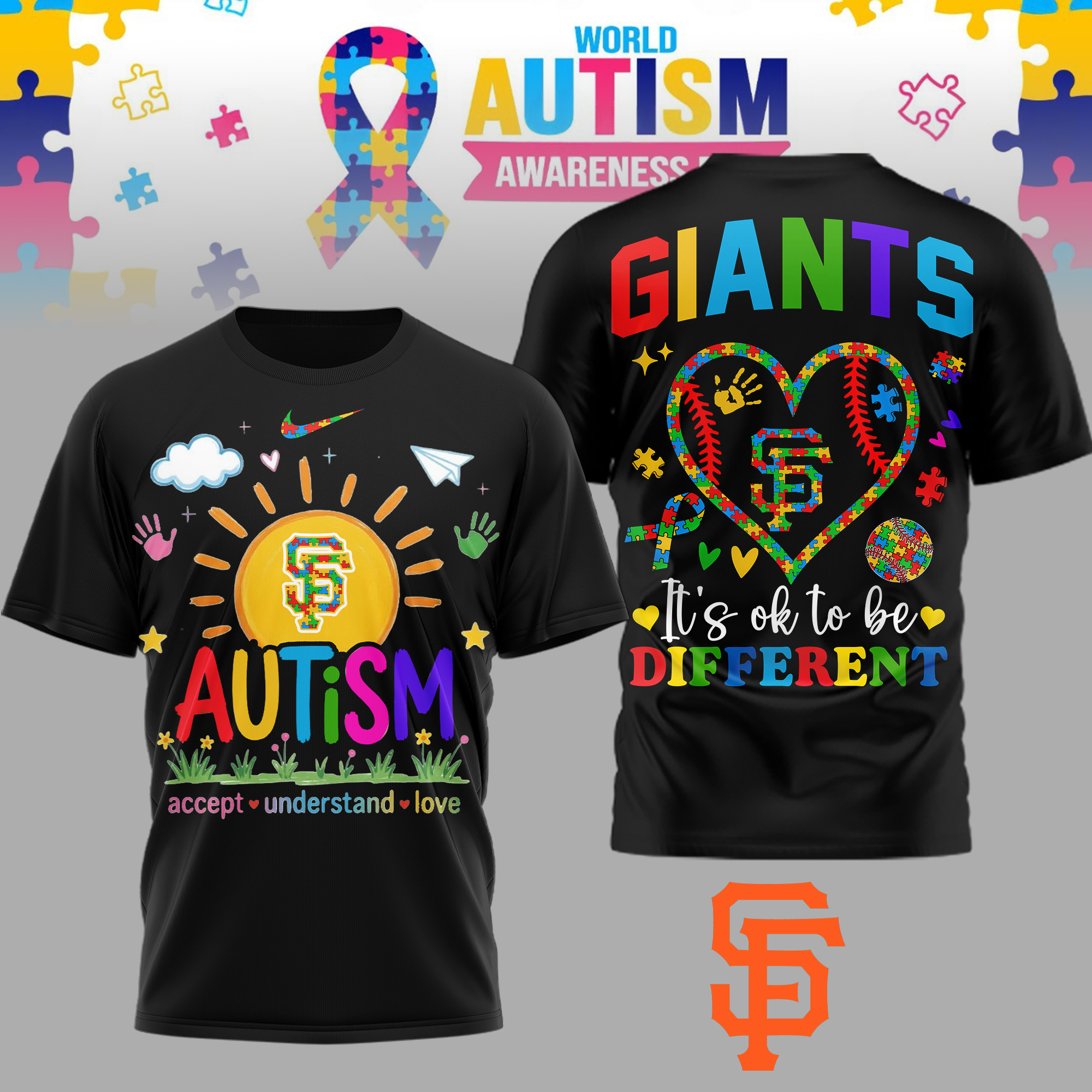 San Francisco Giants | Premium MLB Autism Acceptance 3D Shirt TTH2105151
