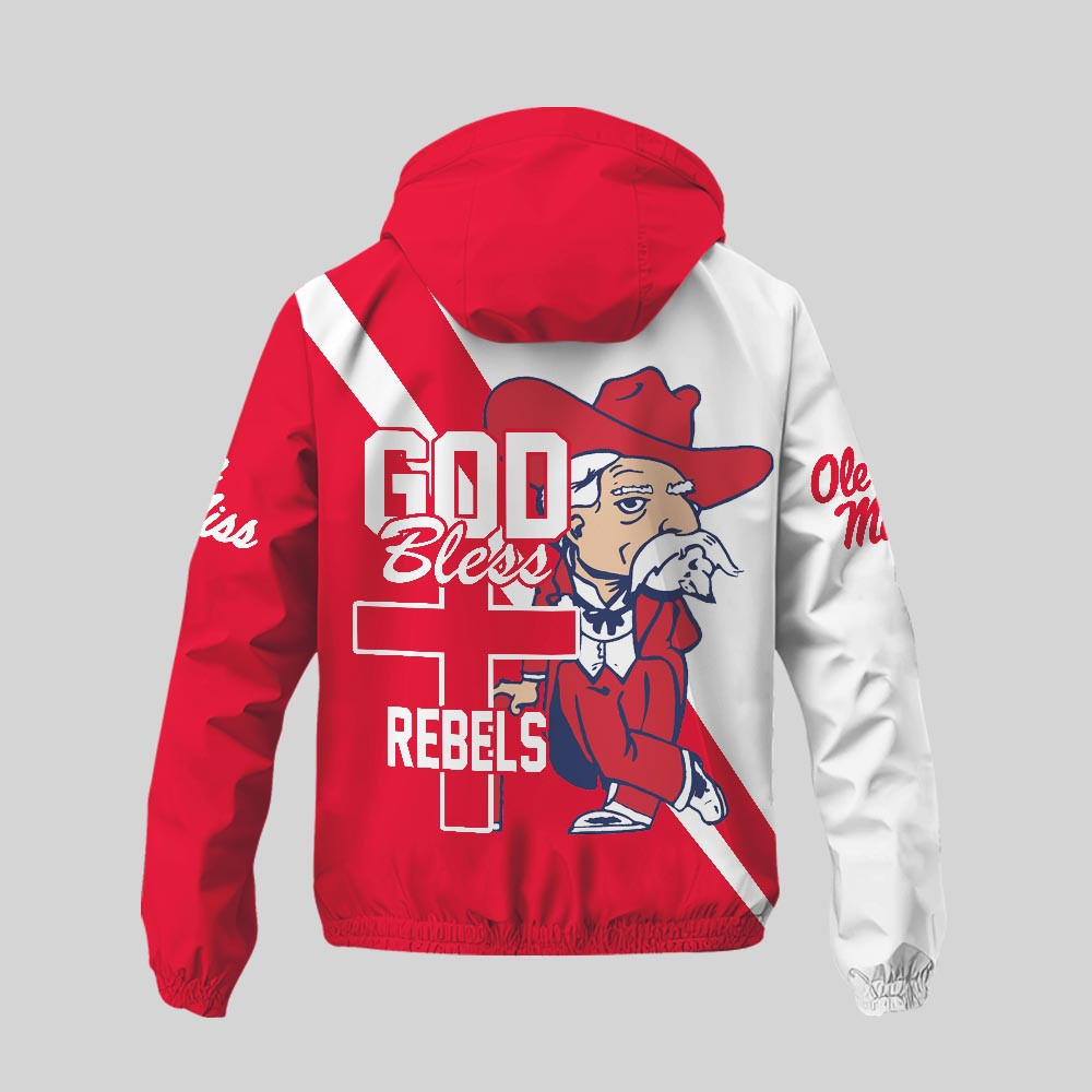 Ole Miss Rebels | Premium NCAA God Bless My Team Windbreaker Jacket TTH2105158