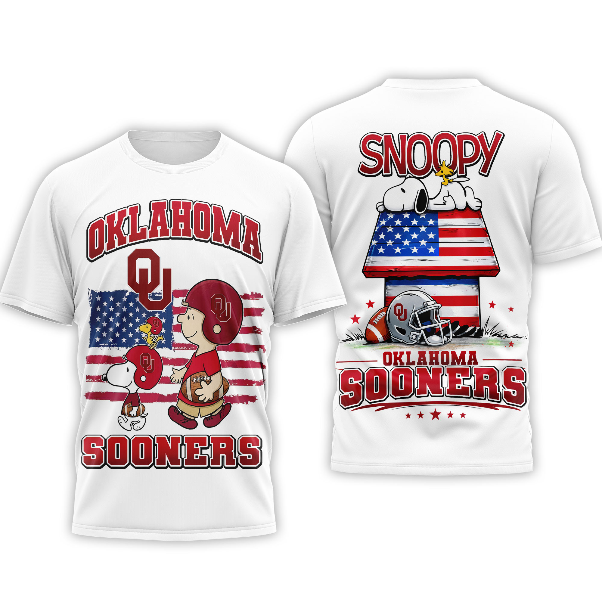 Oklahoma Sooners | Premium NCAA America 250 with Snoopy 3D Shirt TTH2105126 - Image 3