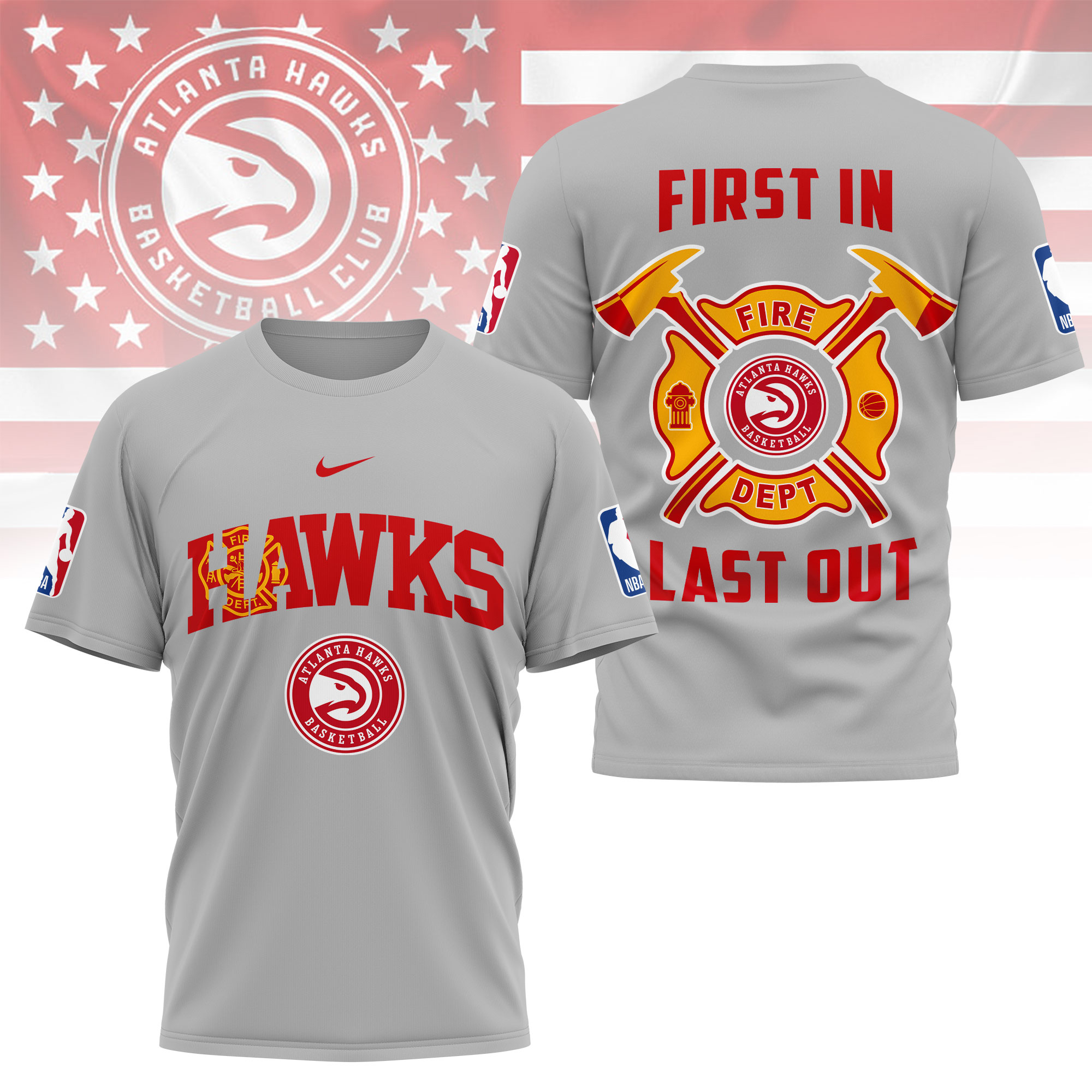 Atlanta Hawks | Premium NBA Fire Dept 3D Shirt TTH2105112 - Image 2