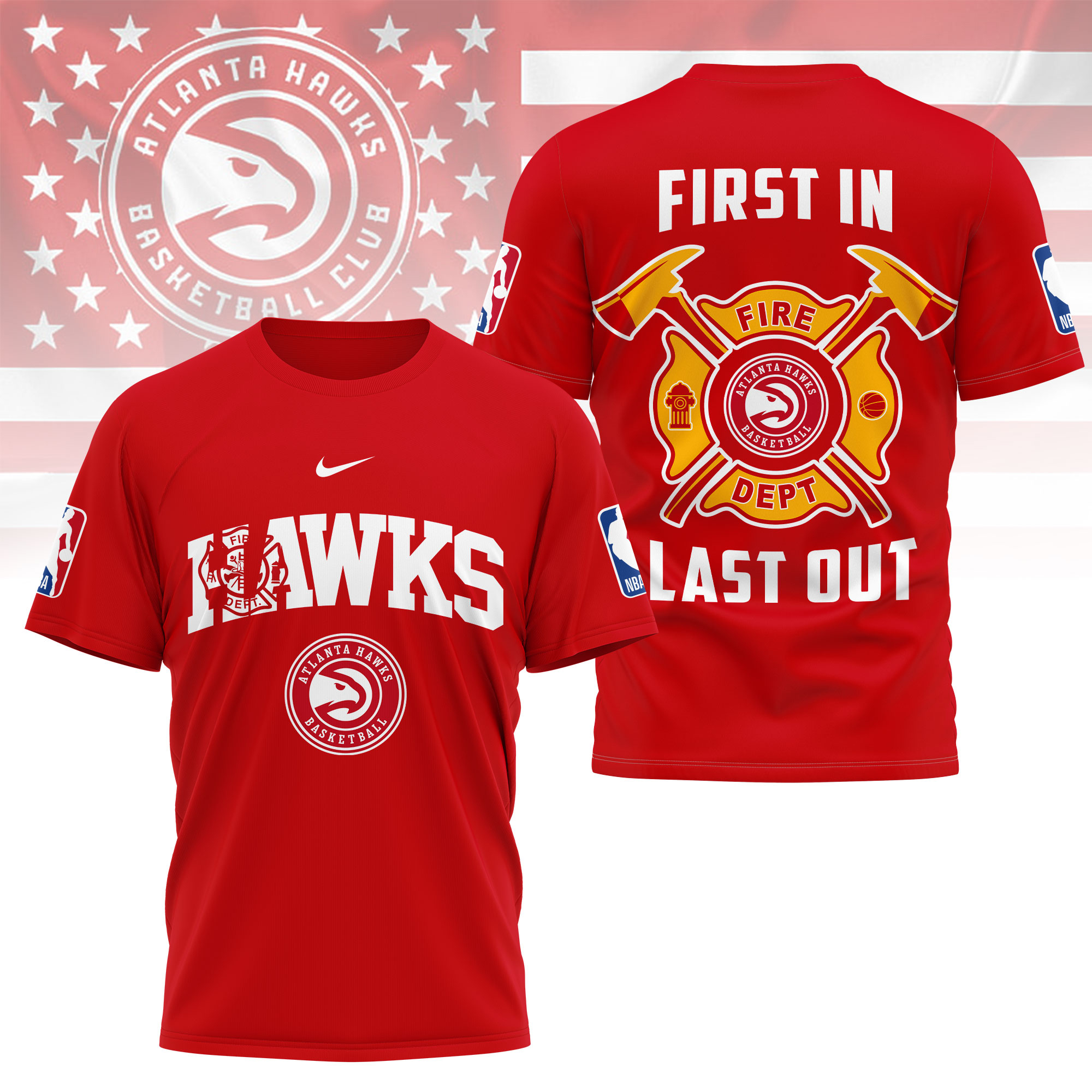 Atlanta Hawks | Premium NBA Fire Dept 3D Shirt TTH2105112 - Image 4