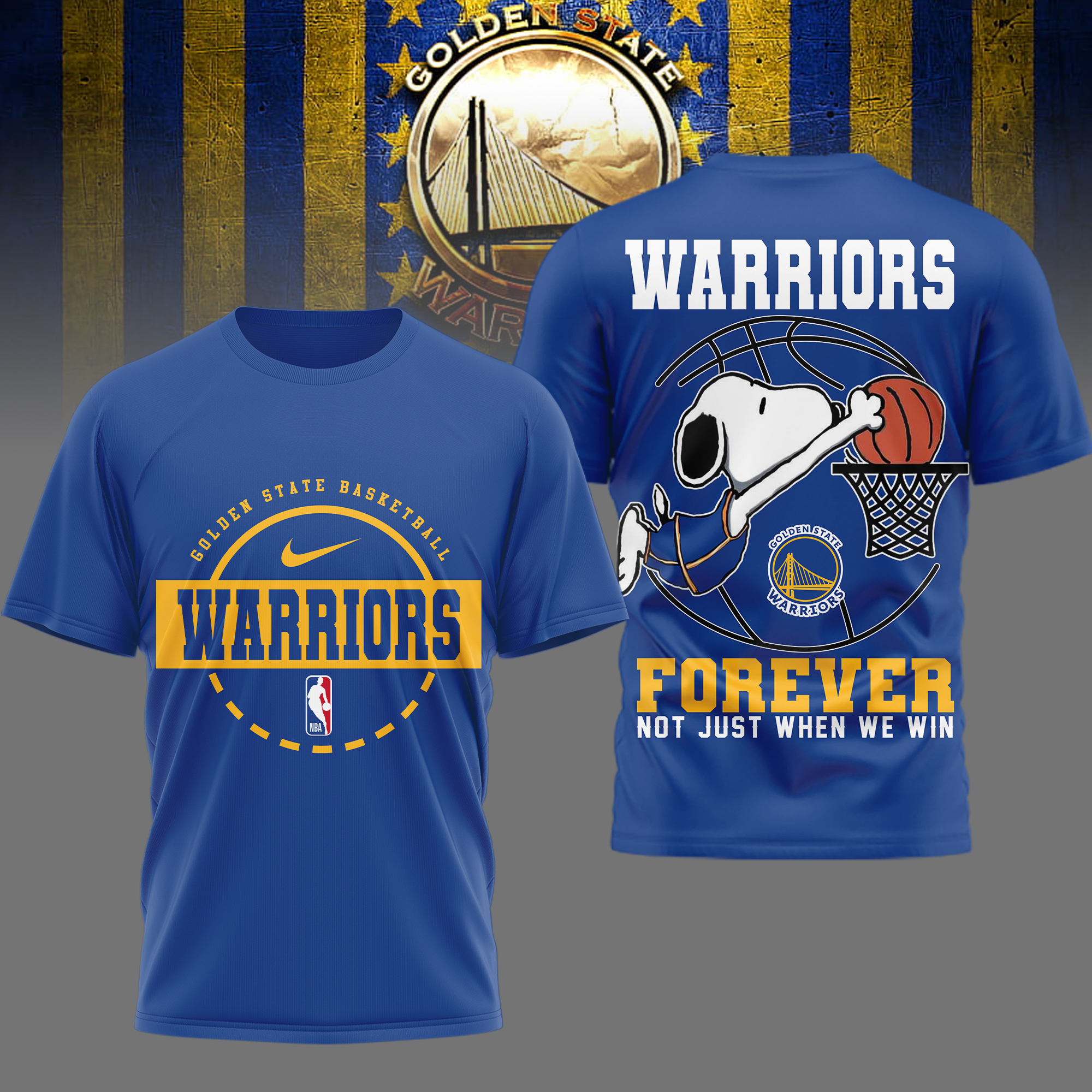 Golden State Warriors | Premium NBA Snoopy Forever Loyal 3D Shirt TTH2105113 - Image 2