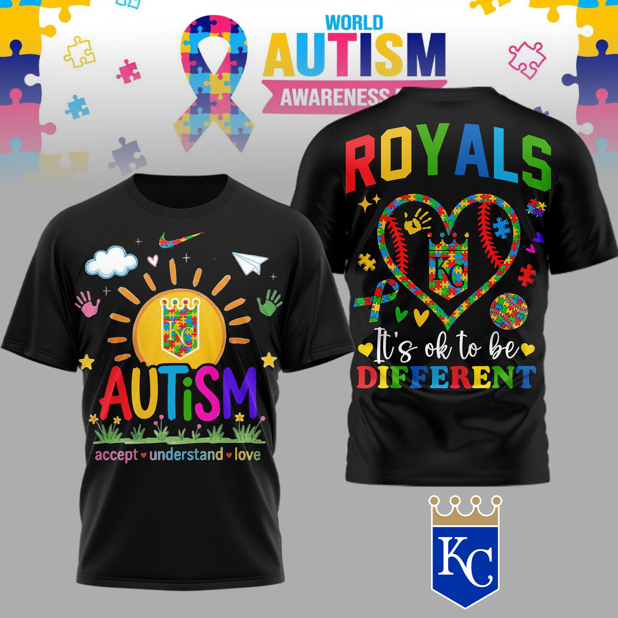 Kansas City Royals | Premium MLB Autism Acceptance 3D Shirt TTH2105151