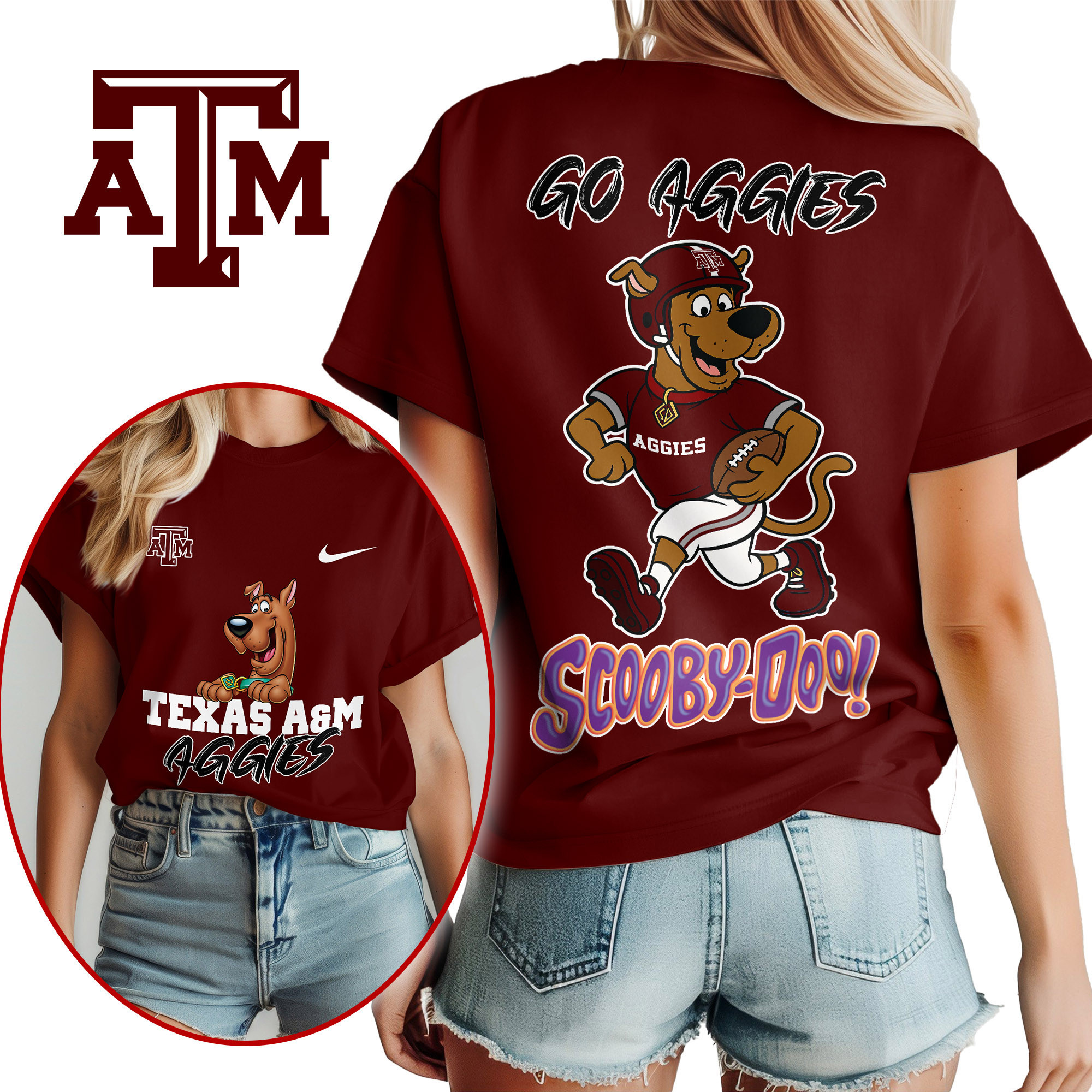 Texas A&M Aggies | Premium NCAA Scooby-Doo Fan Women’s Shirt TTH2105171 - Image 2