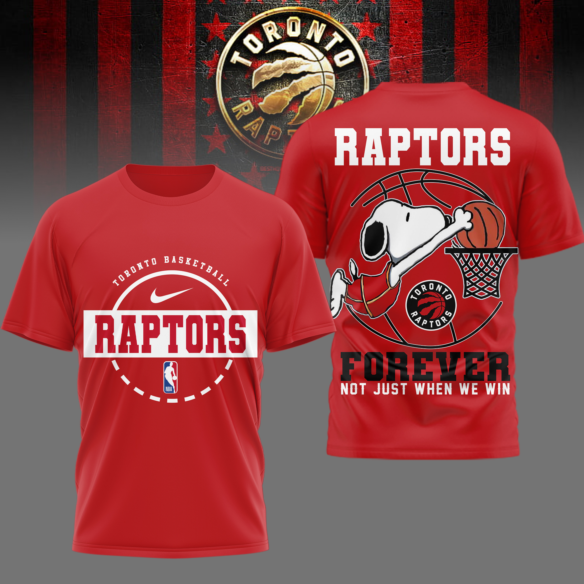 Toronto Raptors | Premium NBA Snoopy Forever Loyal 3D Shirt TTH2105113 - Image 2