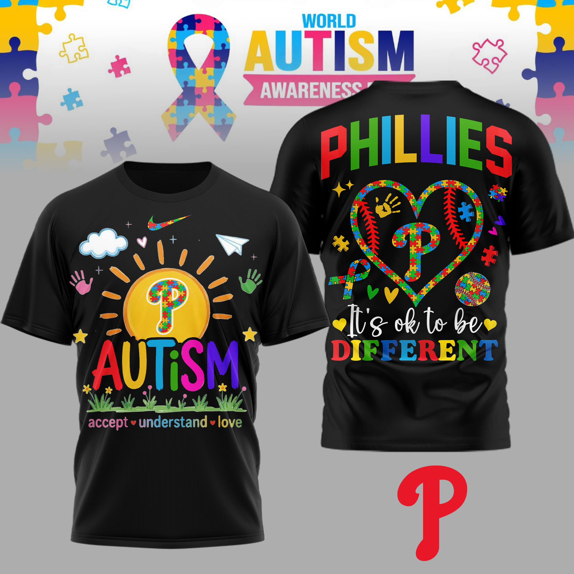Philadelphia Phillies | Premium MLB Autism Acceptance 3D Shirt TTH2105151