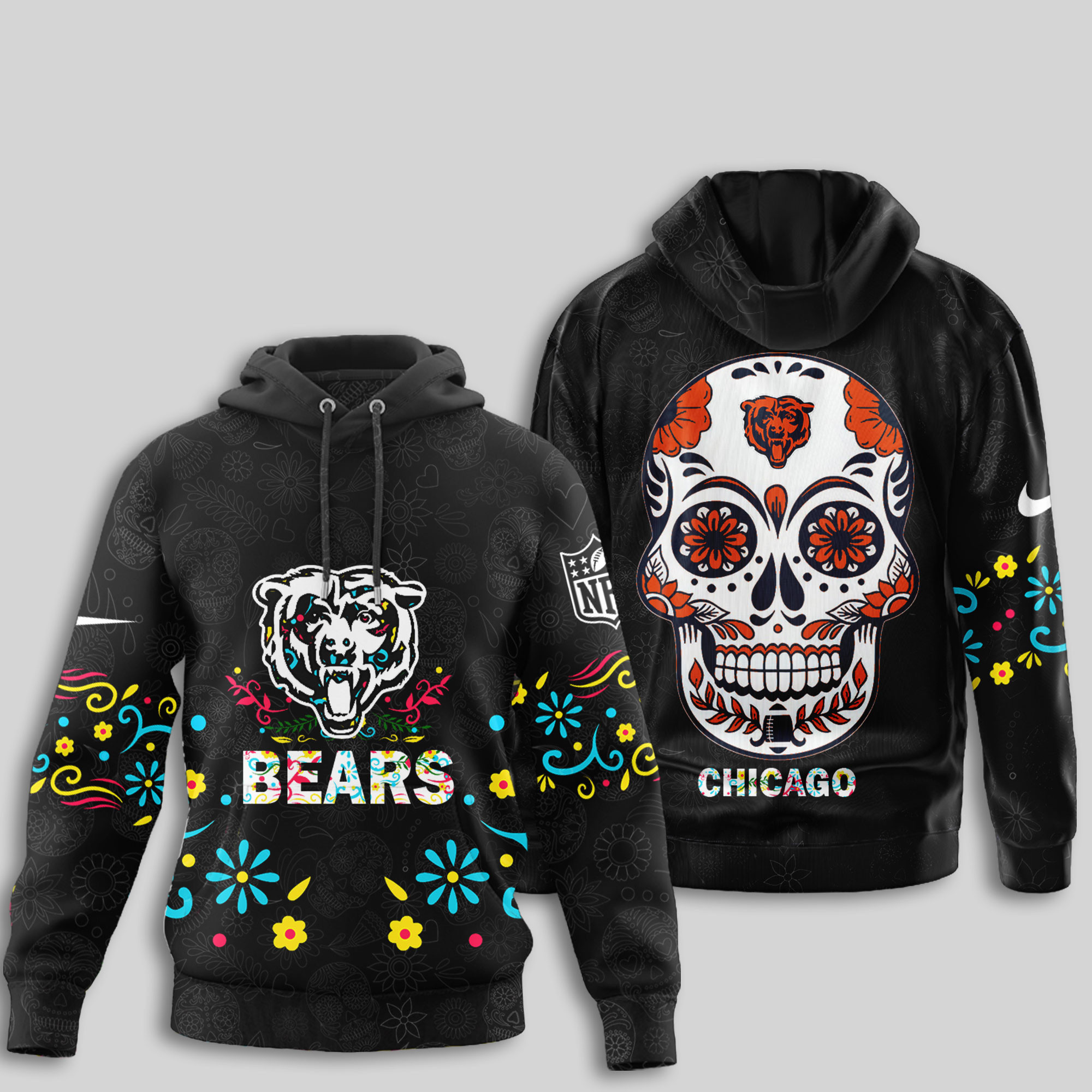 Chicago Bears | Premium NFL Dia de los Muertos Limited Editions Hoodie TTH210594 - Image 2