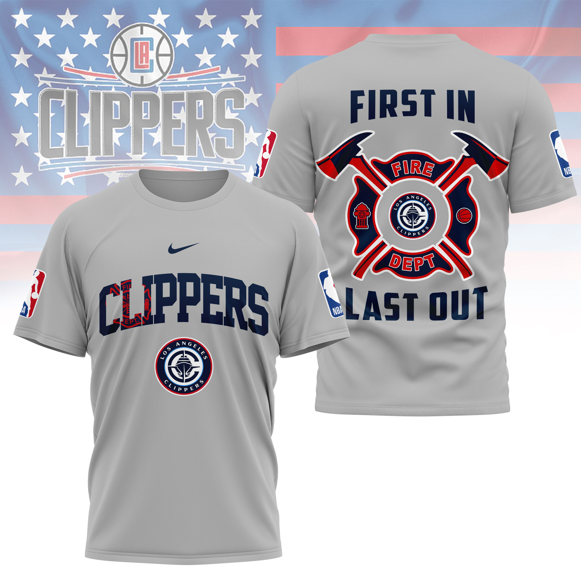 Los Angeles Clippers | Premium NBA Fire Dept 3D Shirt TTH2105112 - Image 2