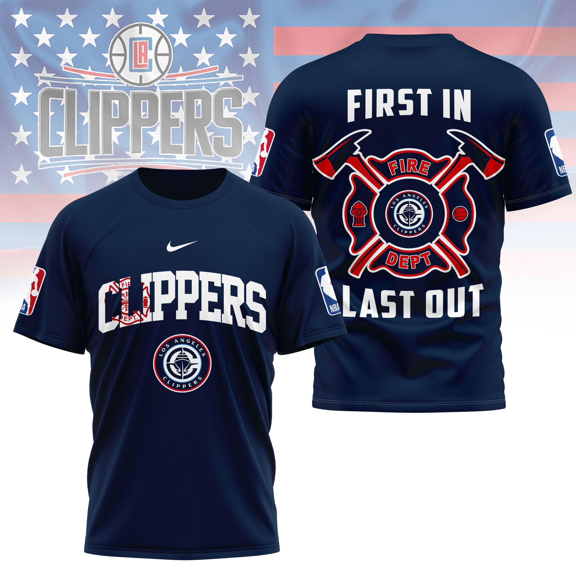 Los Angeles Clippers | Premium NBA Fire Dept 3D Shirt TTH2105112 - Image 3
