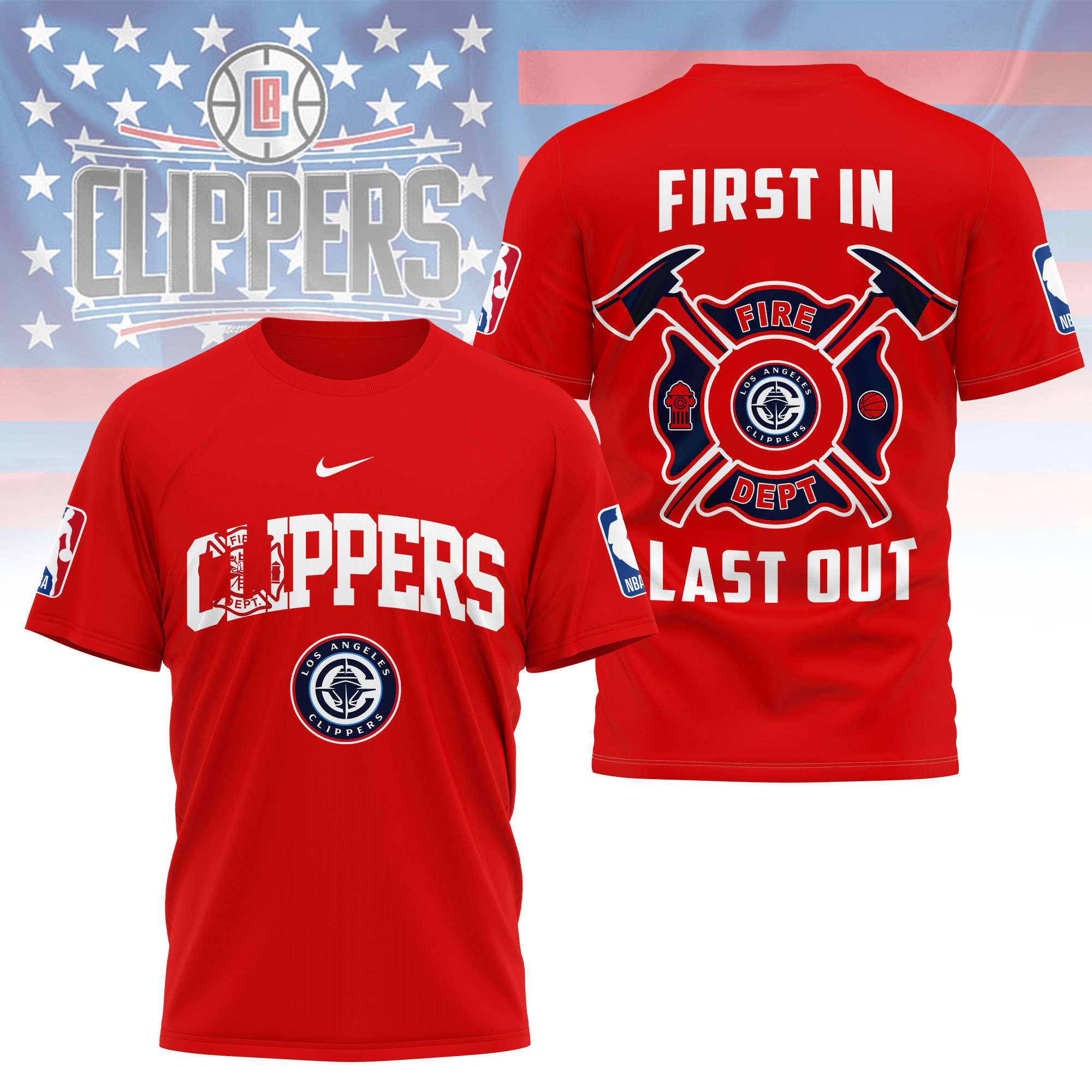 Los Angeles Clippers | Premium NBA Fire Dept 3D Shirt TTH2105112 - Image 4