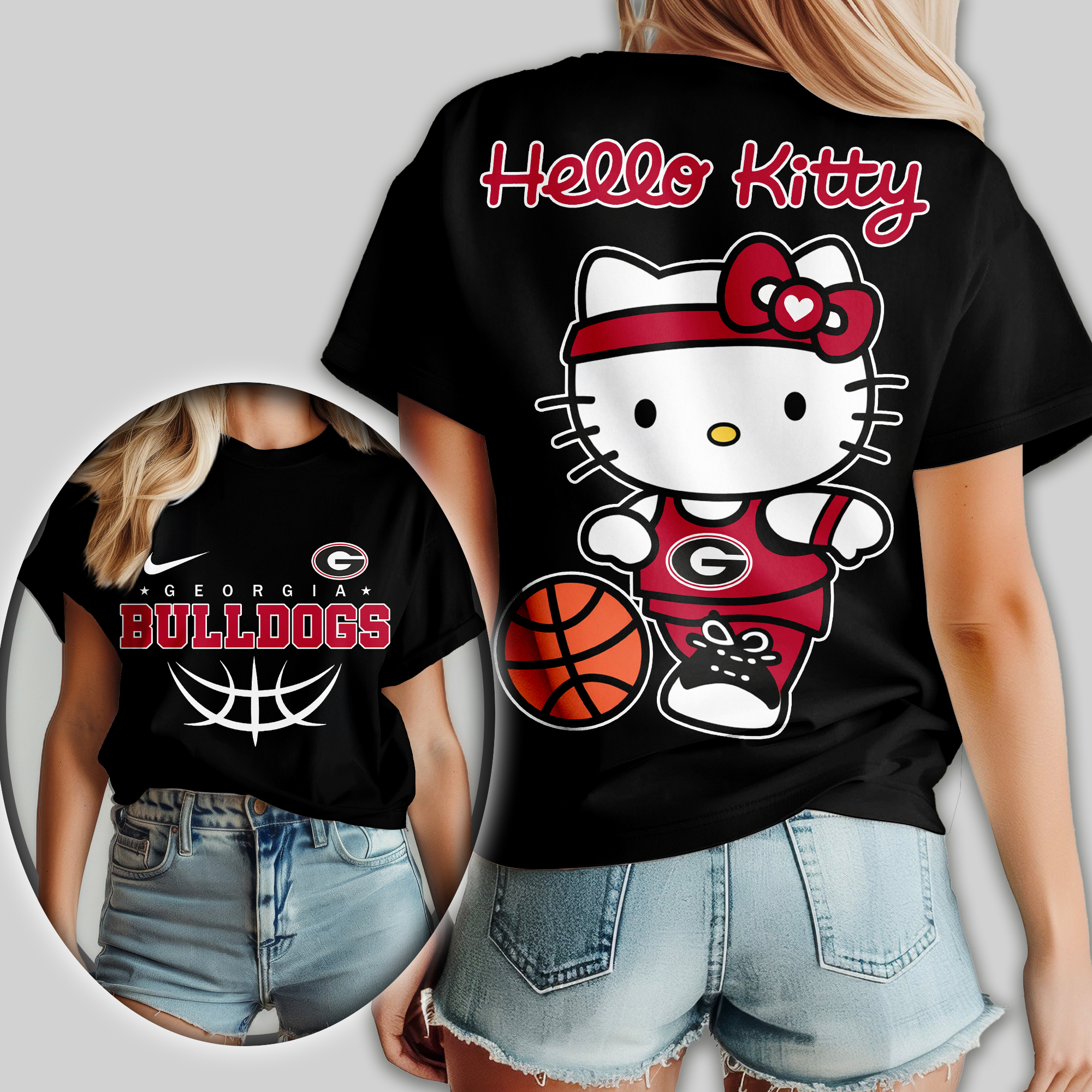 Georgia Bulldogs | Premium NCAA Hello Kitty Basketball Women Shirt TTH2105119